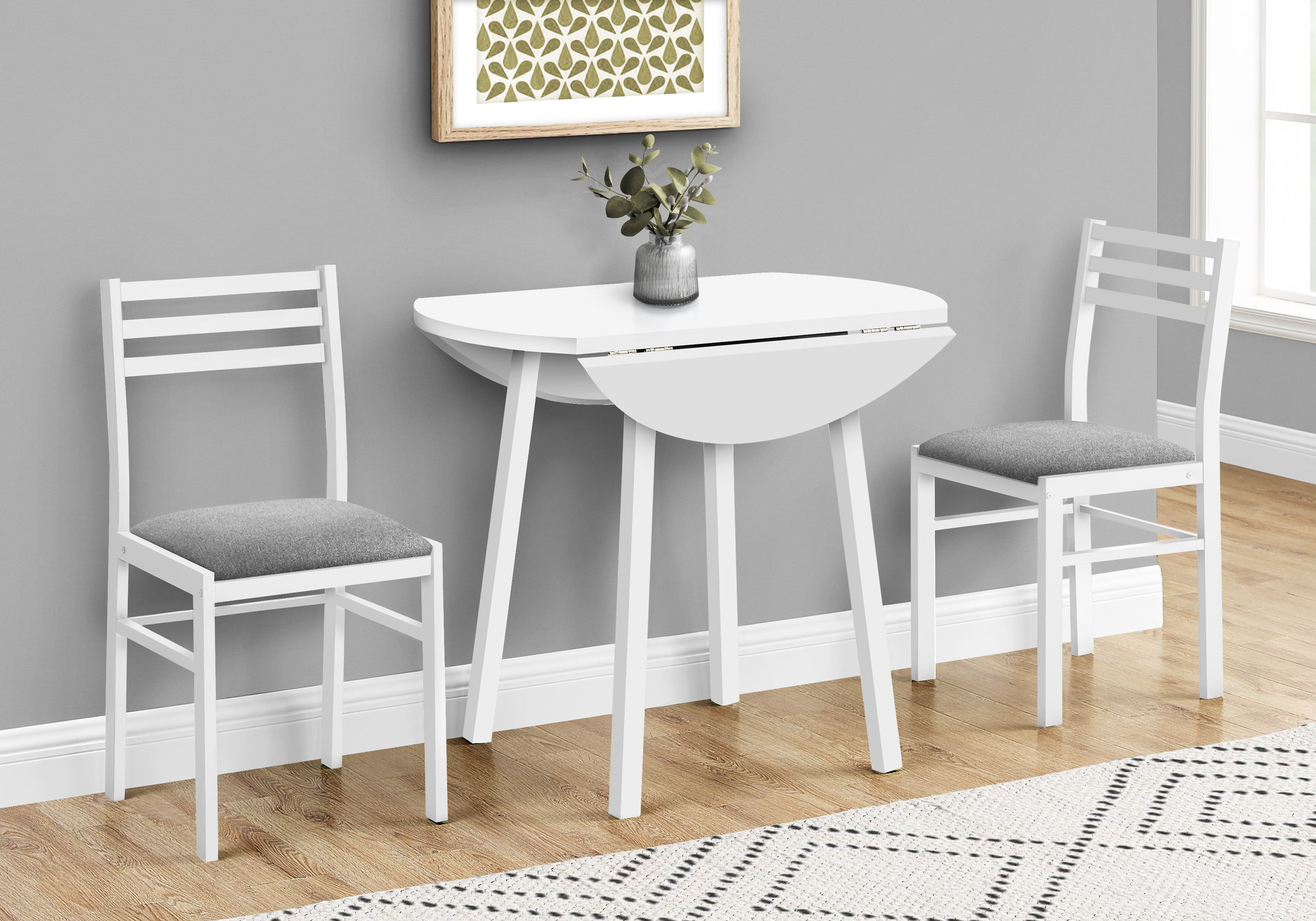 Dining Set - 3pcs Set / Dark Taupe Top / Black Metal-Dining Sets-DECOROLALA