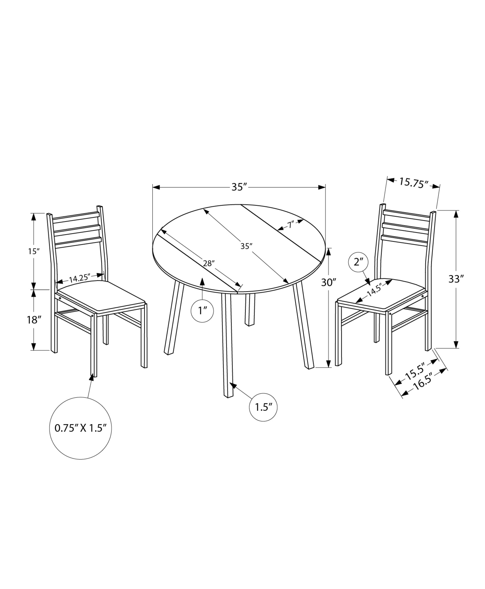 Dining Set - 3pcs Set / Dark Taupe Top / Black Metal-Dining Sets-DECOROLALA