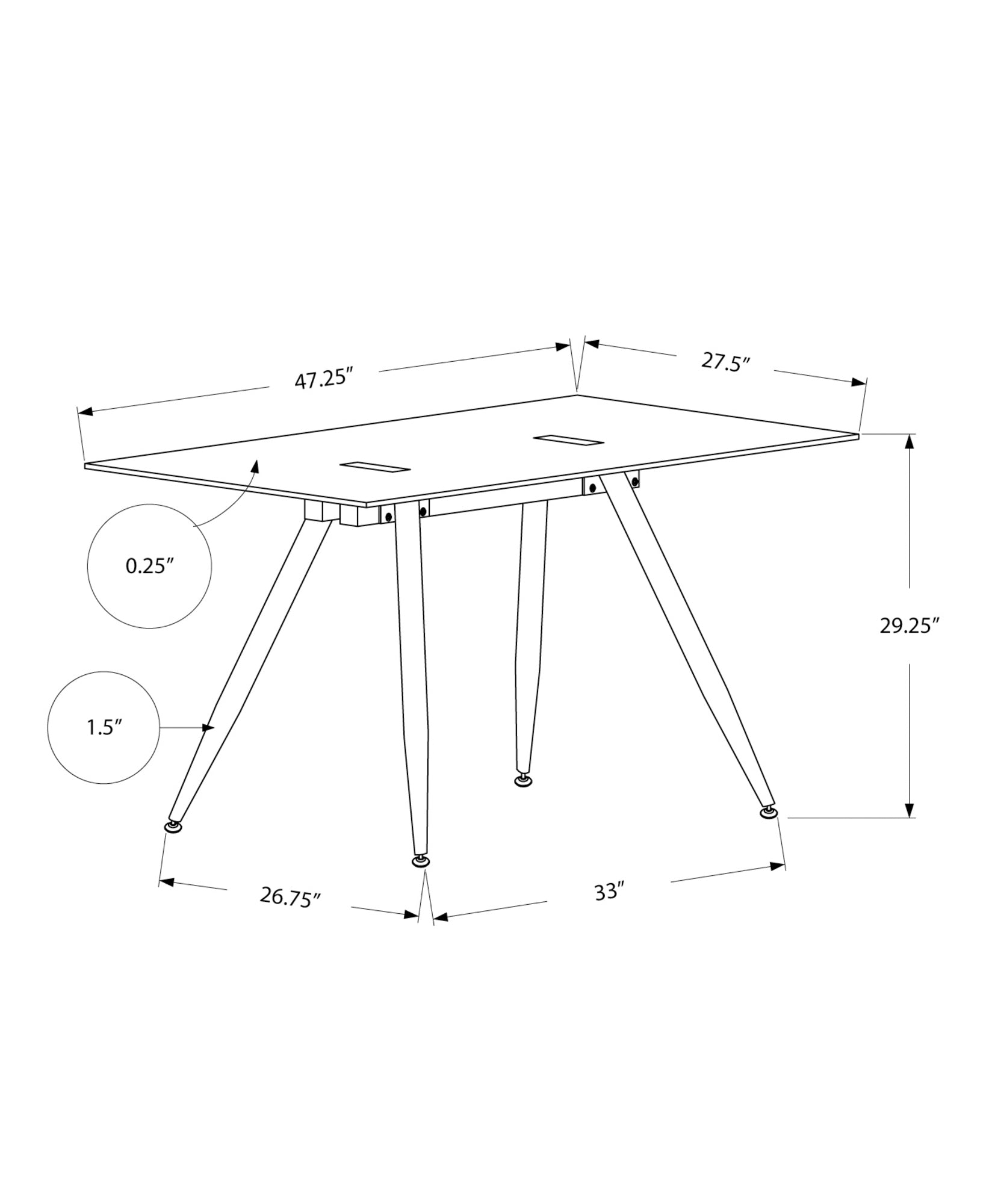 COMPUTER DESK - 28"X 48" / WHITE / 8MM TEMPERED GLASS-Computer Desk-DECOROLALA