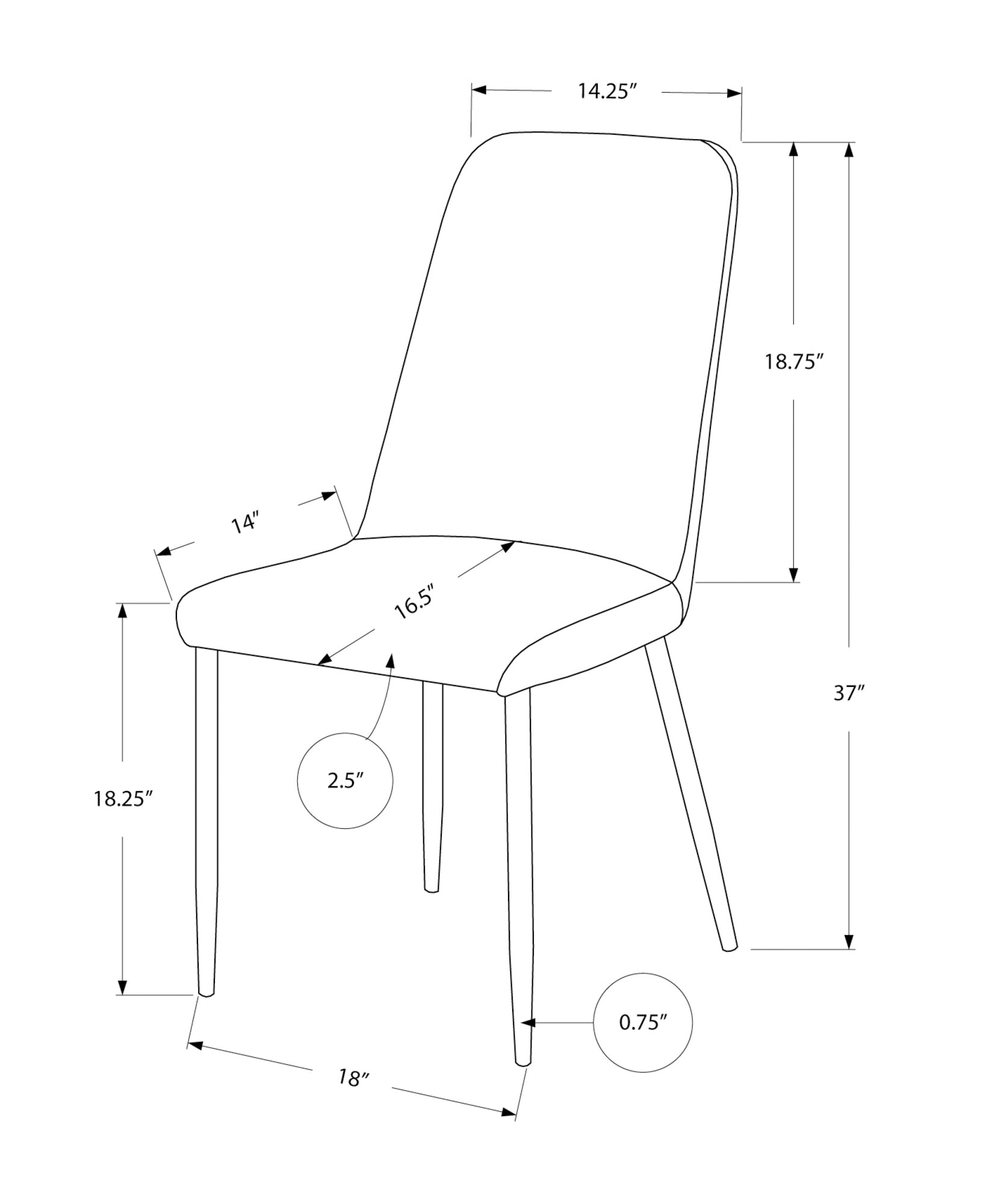Dining Chair - 2pcs / 37"H / White Leather-Look / Chrome-Dining Sets-DECOROLALA