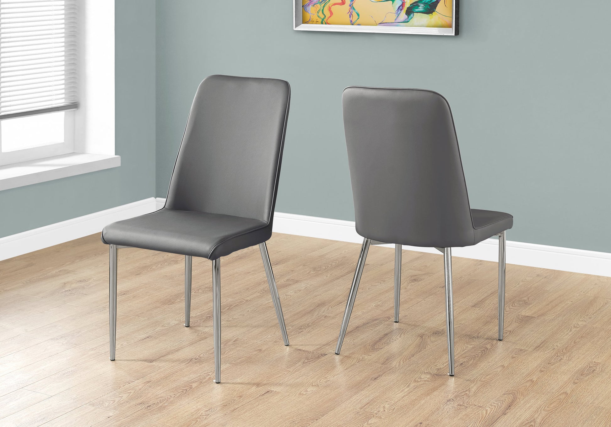 Dining Chair - 2pcs / 37"H / White Leather-Look / Chrome-Dining Sets-DECOROLALA