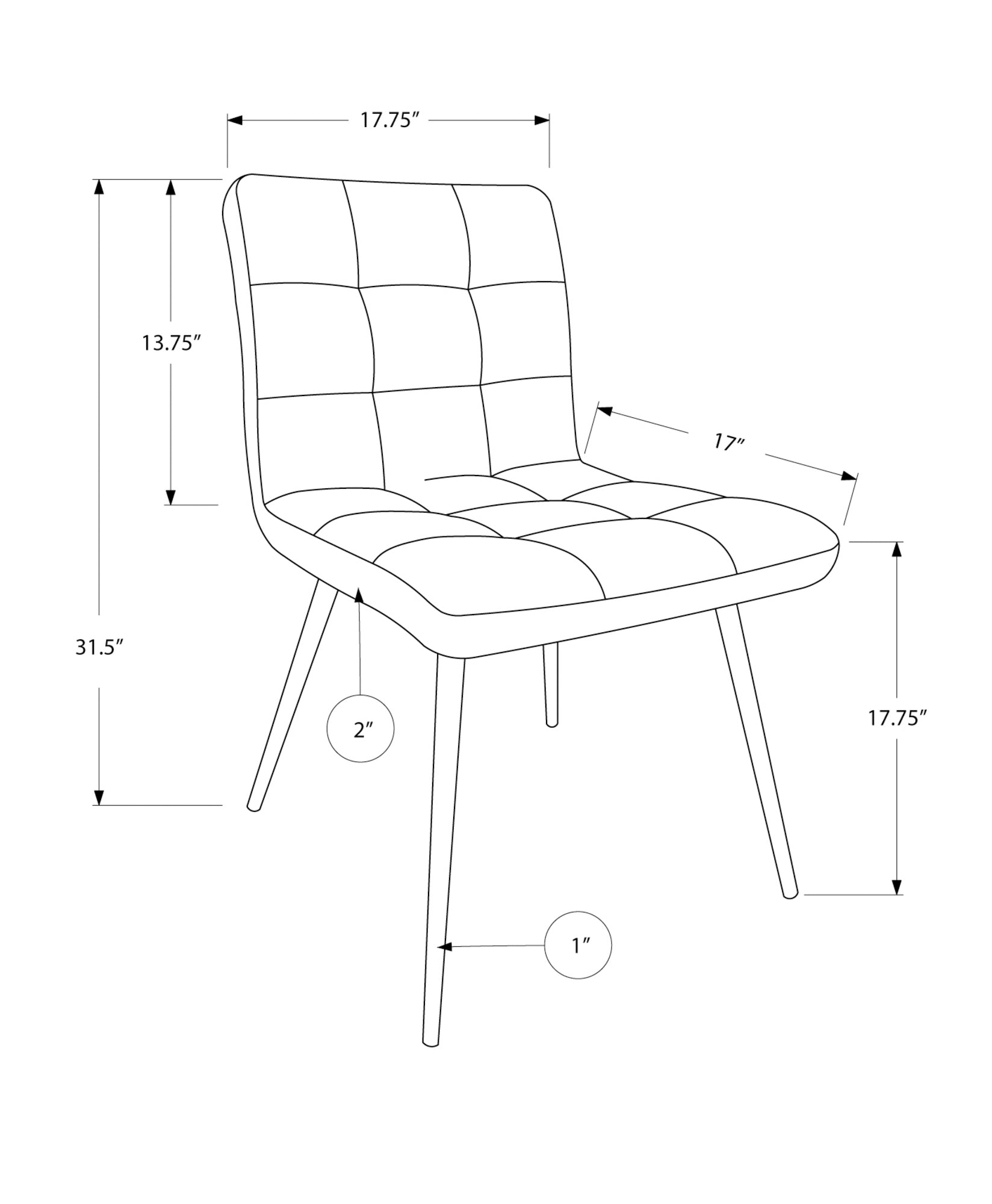 Dining Chair - 2pcs / 32"H / White Leather-Look / Chrome-Dining Chair-DECOROLALA