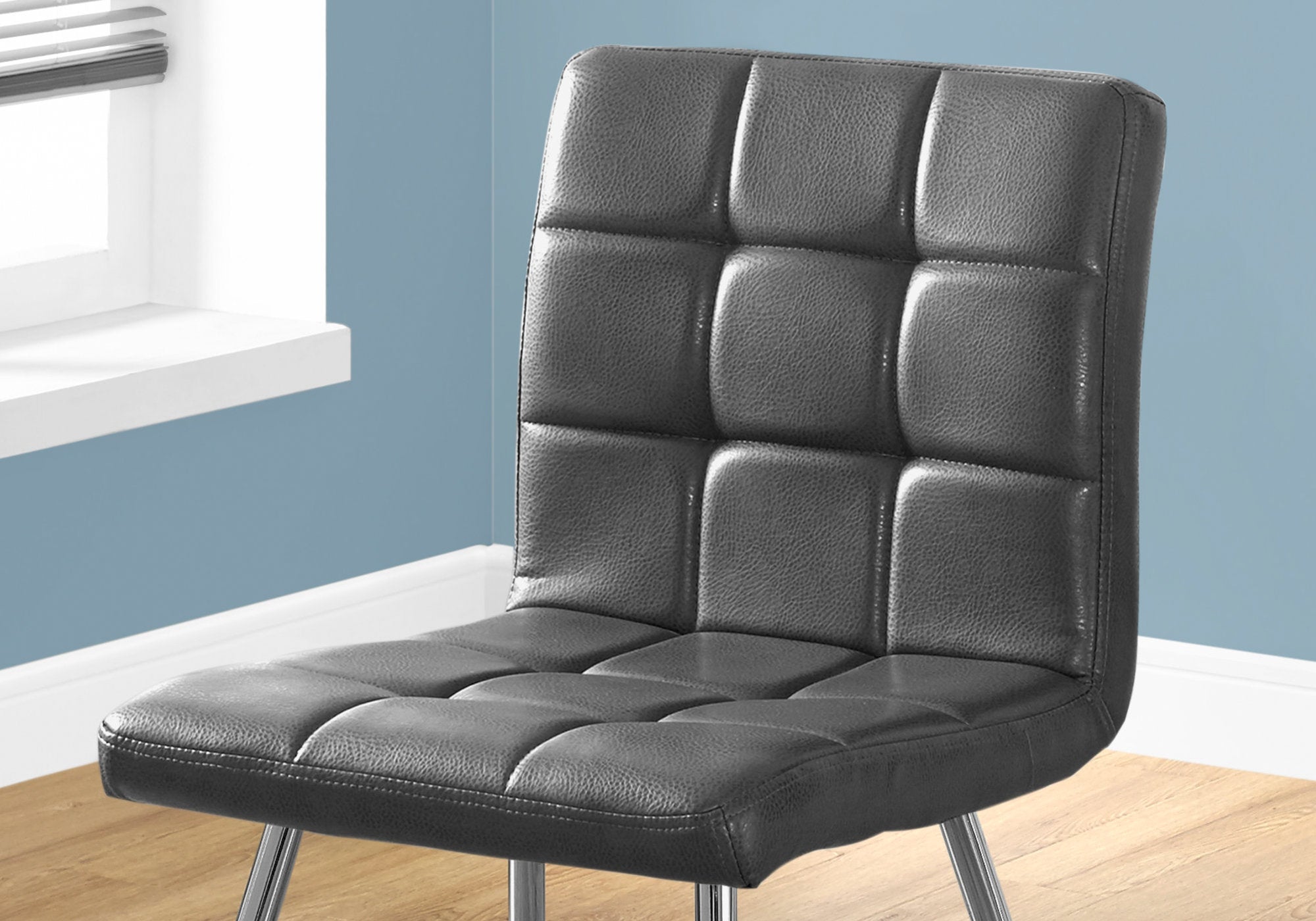 Dining Chair - 2pcs / 32"H / White Leather-Look / Chrome-Dining Chair-DECOROLALA
