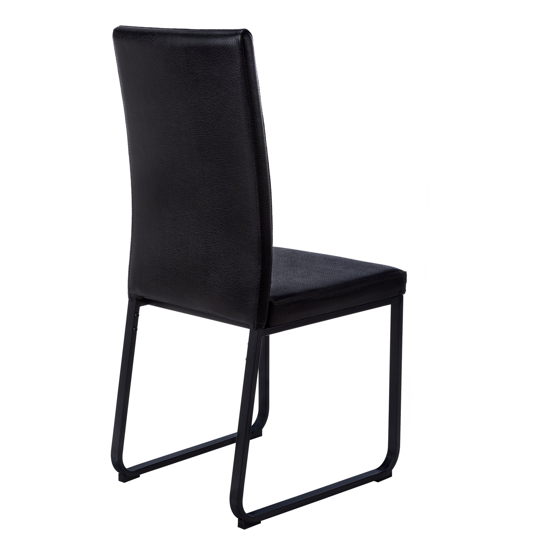 Dining Chair - 2pcs / 38"H / Black Leather-Look / Chrome-Dining Chair-DECOROLALA