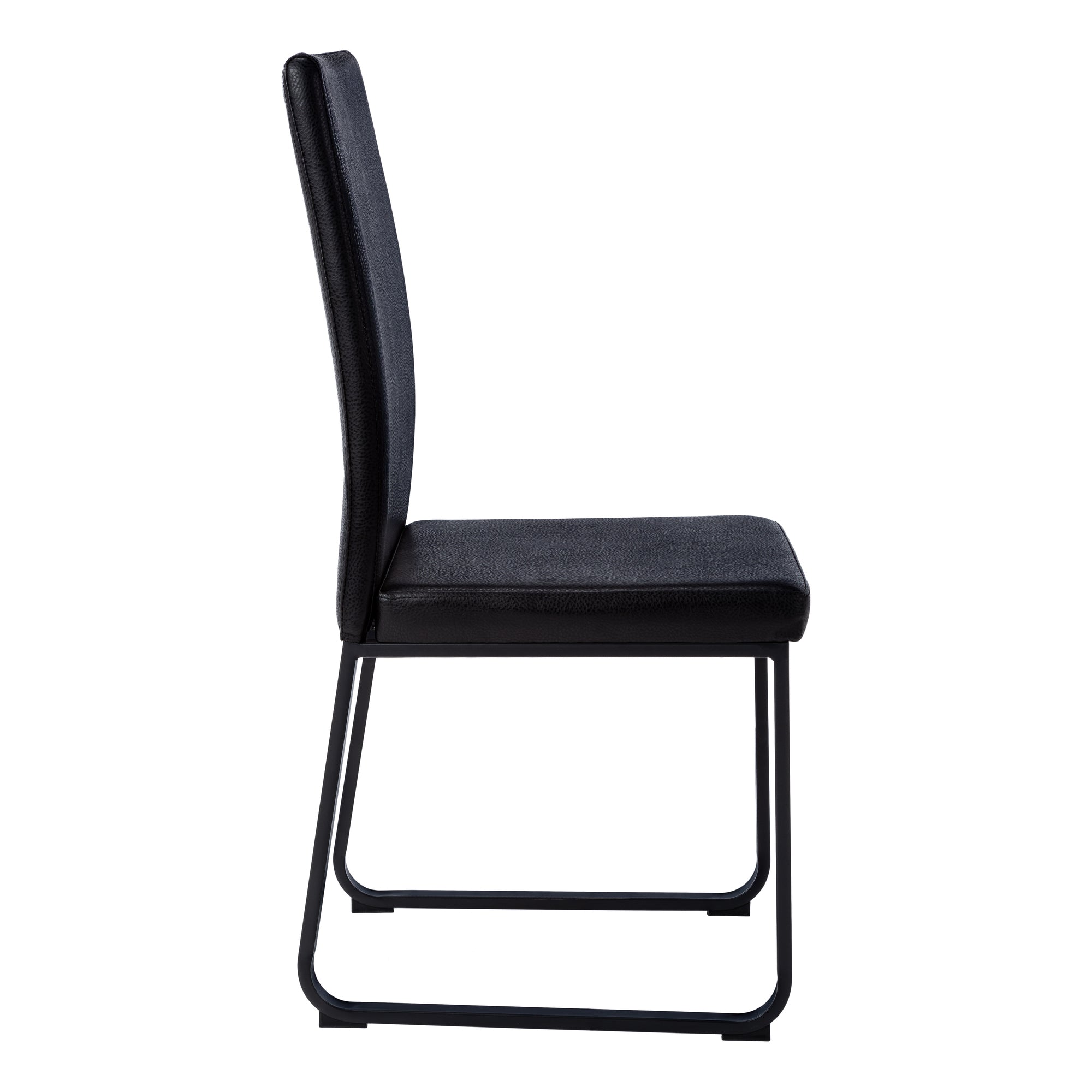 Dining Chair - 2pcs / 38"H / Black Leather-Look / Chrome-Dining Chair-DECOROLALA