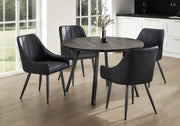 DINING TABLE - 48"DIA/ BLACK RECLAIMED WOOD / BLACK METAL-Dining Tables-DECOROLALA