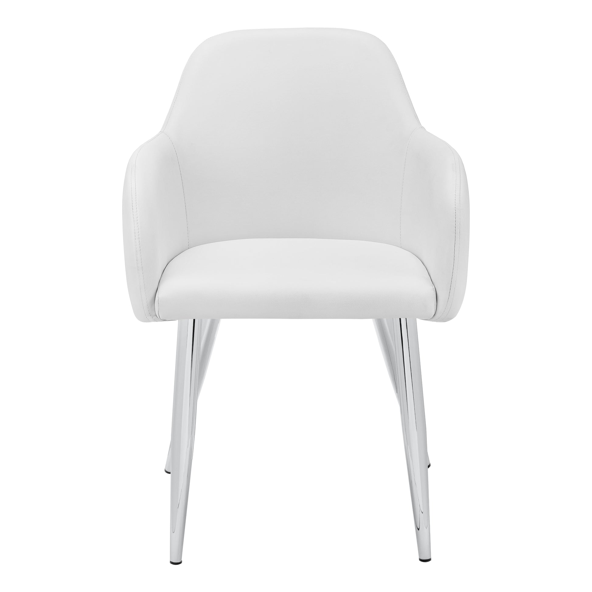 Dining Chair - 2pcs / 33"H / White Leather-Look / Chrome-Dining Chair-DECOROLALA