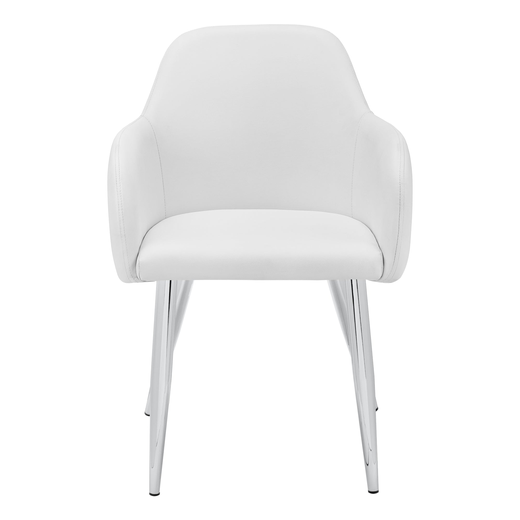 Dining Chair - 2pcs / 33"H / White Leather-Look / Chrome-Dining Chair-DECOROLALA