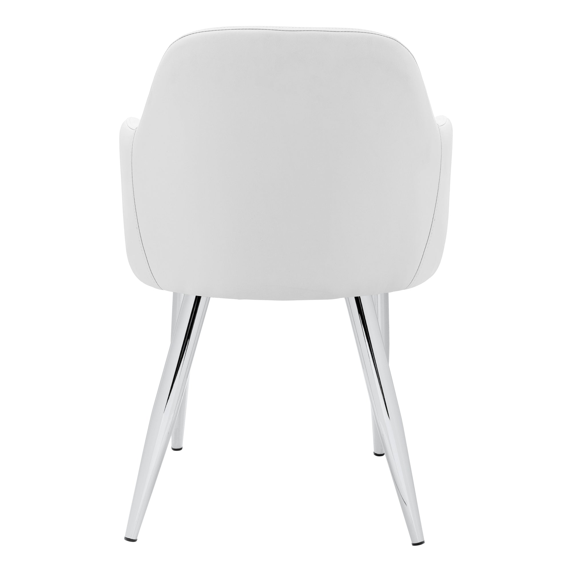 Dining Chair - 2pcs / 33"H / White Leather-Look / Chrome-Dining Chair-DECOROLALA