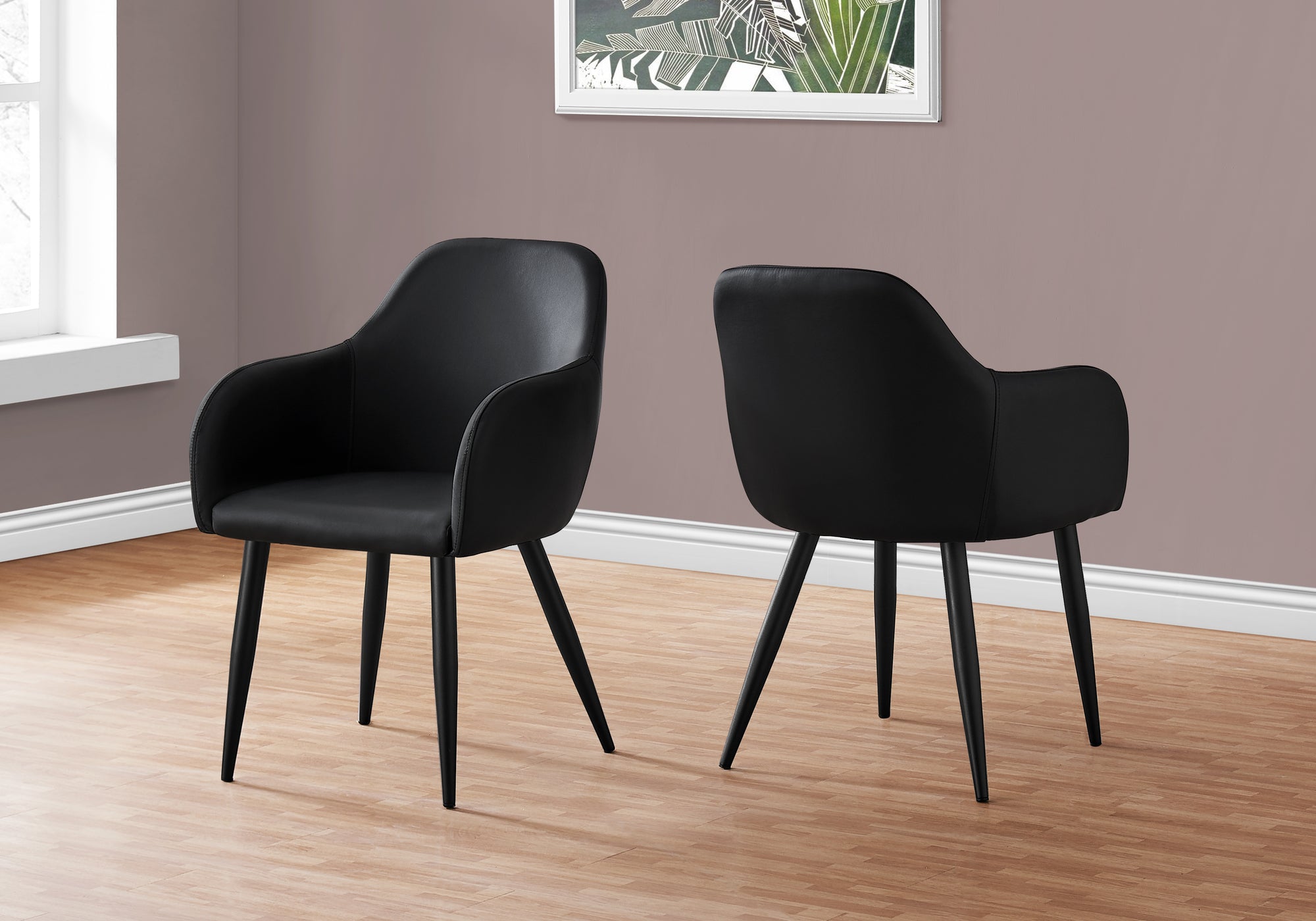 Dining Chair - 2pcs / 33"H / White Leather-Look / Chrome-Dining Chair-DECOROLALA