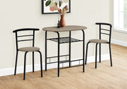 Dining Set - 3pcs Set / Dark Taupe Top / Black Metal-Dining Sets-DECOROLALA
