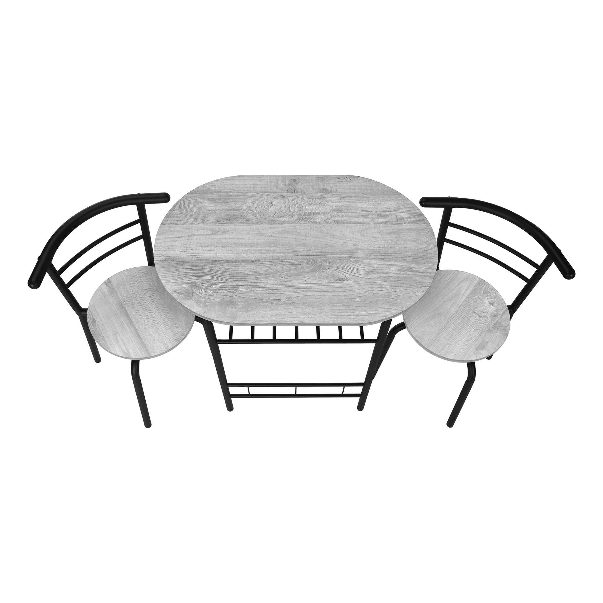 Dining Set - 3pcs Set / Dark Taupe Top / Black Metal-Dining Sets-DECOROLALA