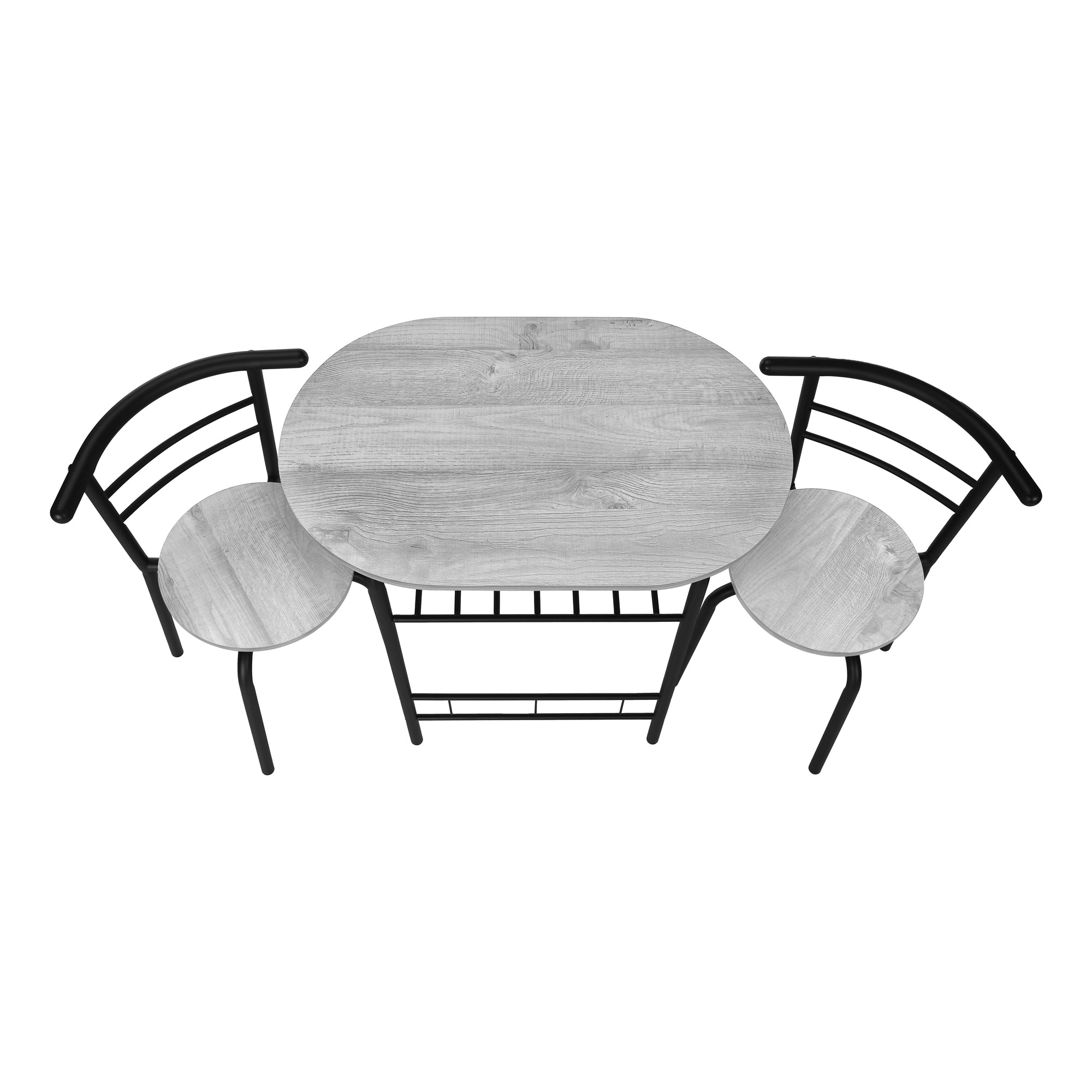Dining Set - 3pcs Set / Dark Taupe Top / Black Metal-Dining Sets-DECOROLALA