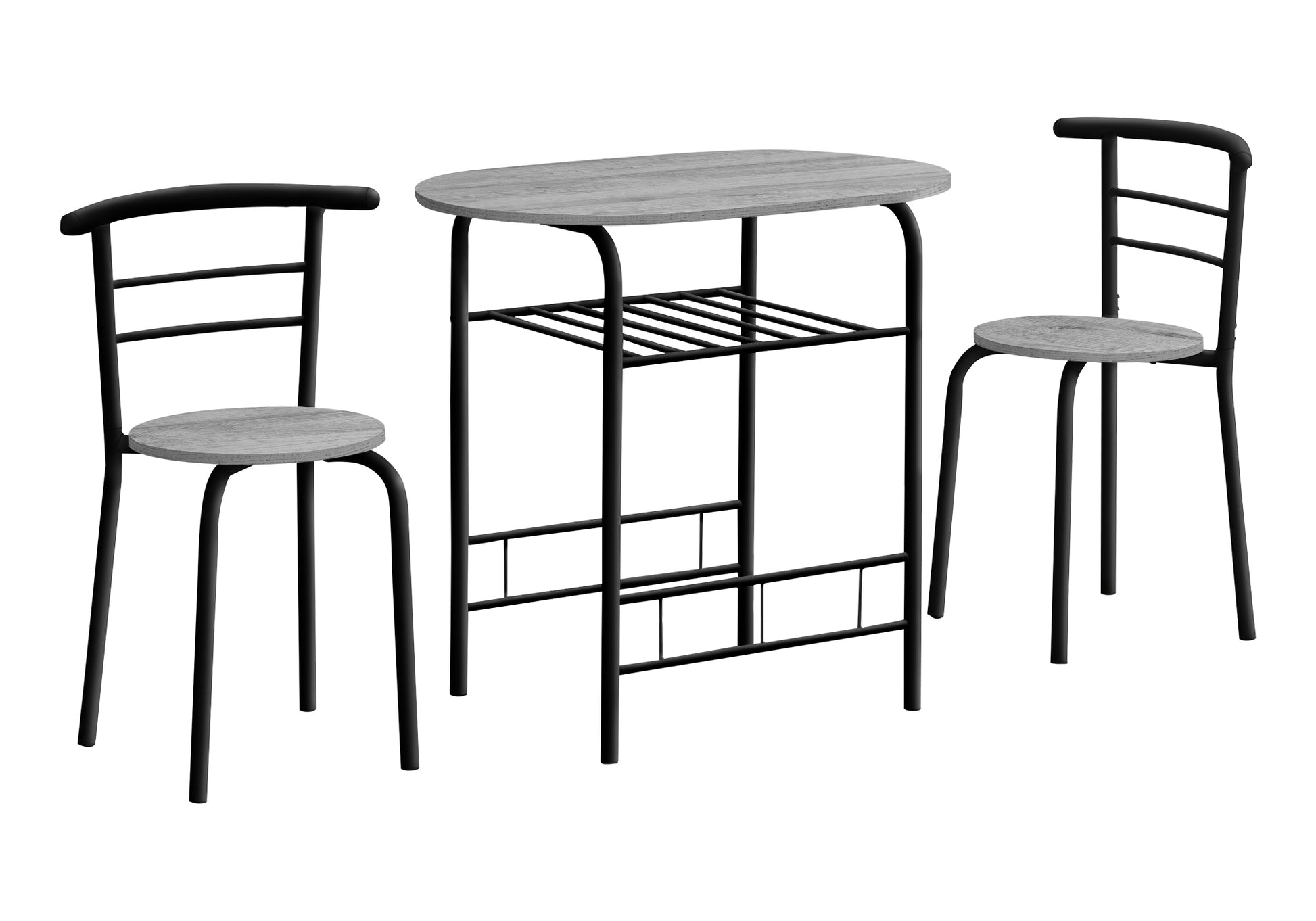 Dining Set - 3pcs Set / Dark Taupe Top / Black Metal-Dining Sets-DECOROLALA