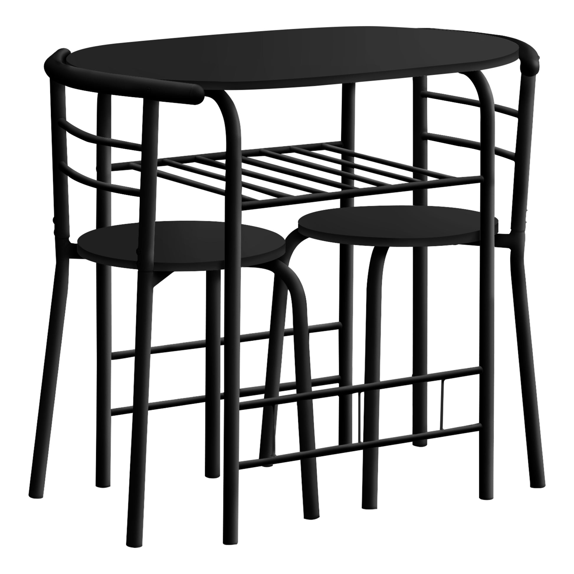 Dining Set - 3pcs Set / Dark Taupe Top / Black Metal-Dining Sets-DECOROLALA