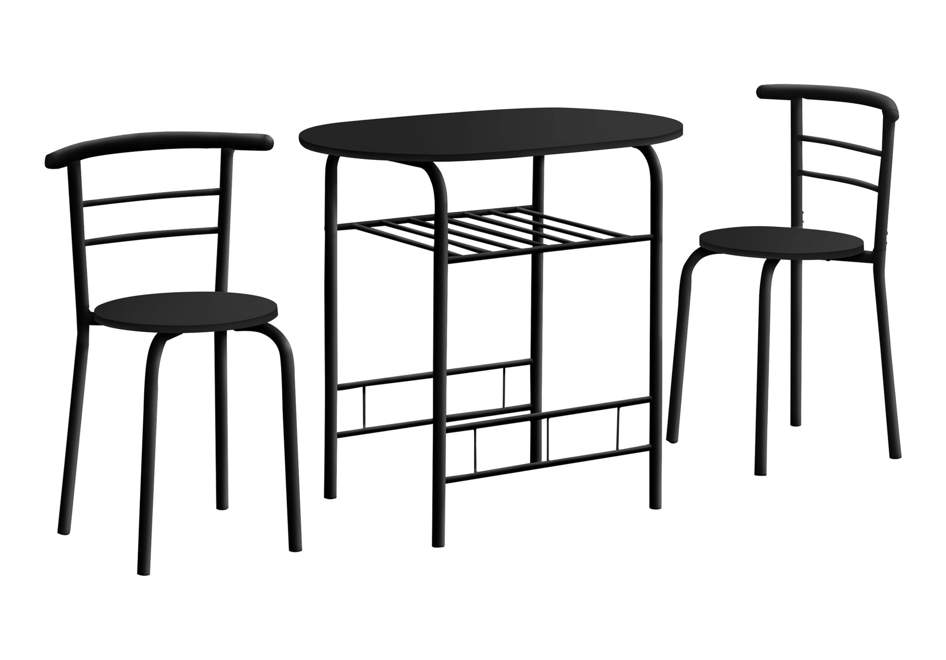 Dining Set - 3pcs Set / Dark Taupe Top / Black Metal-Dining Sets-DECOROLALA