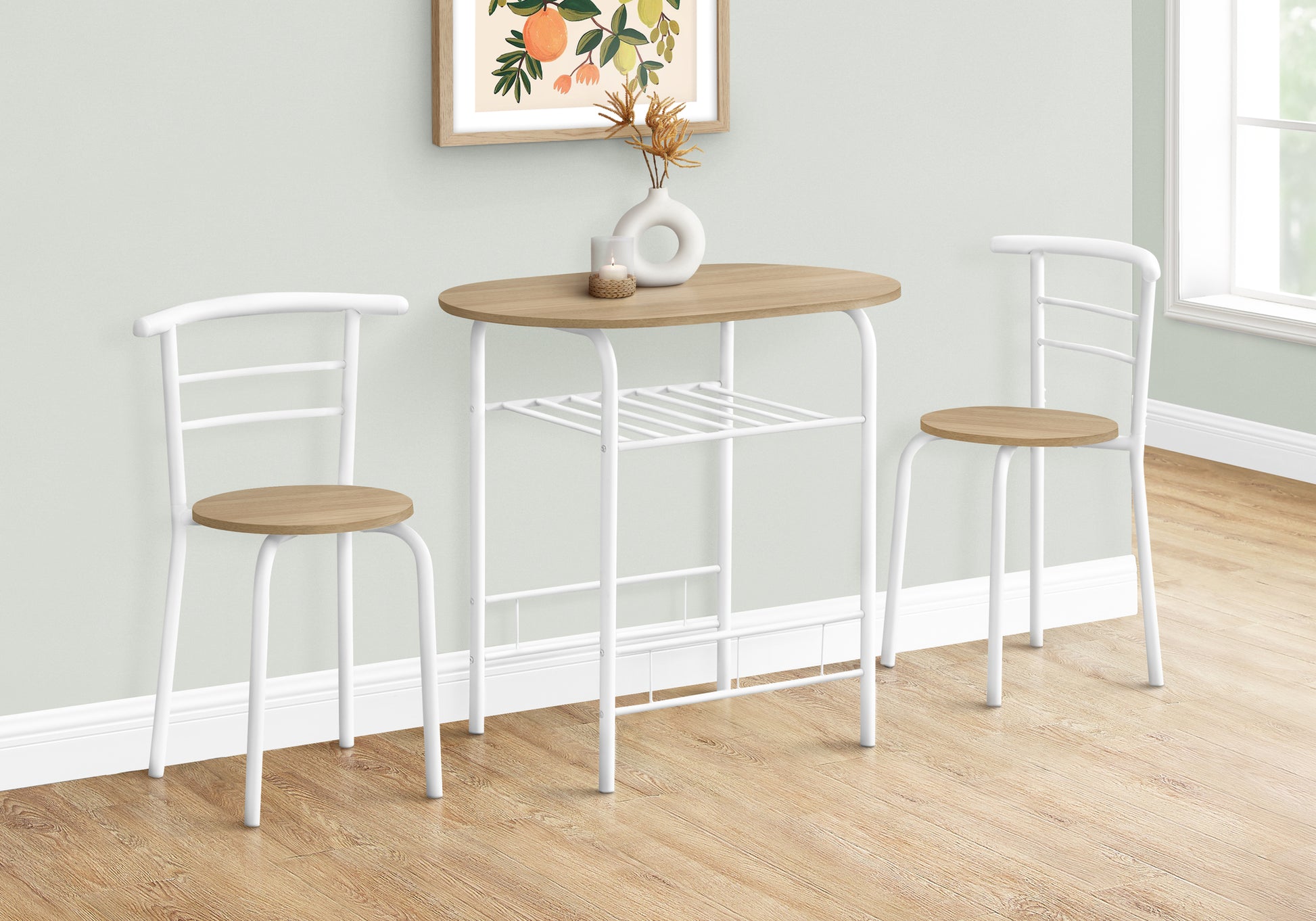 Dining Set - 3pcs Set / Dark Taupe Top / Black Metal-Dining Sets-DECOROLALA
