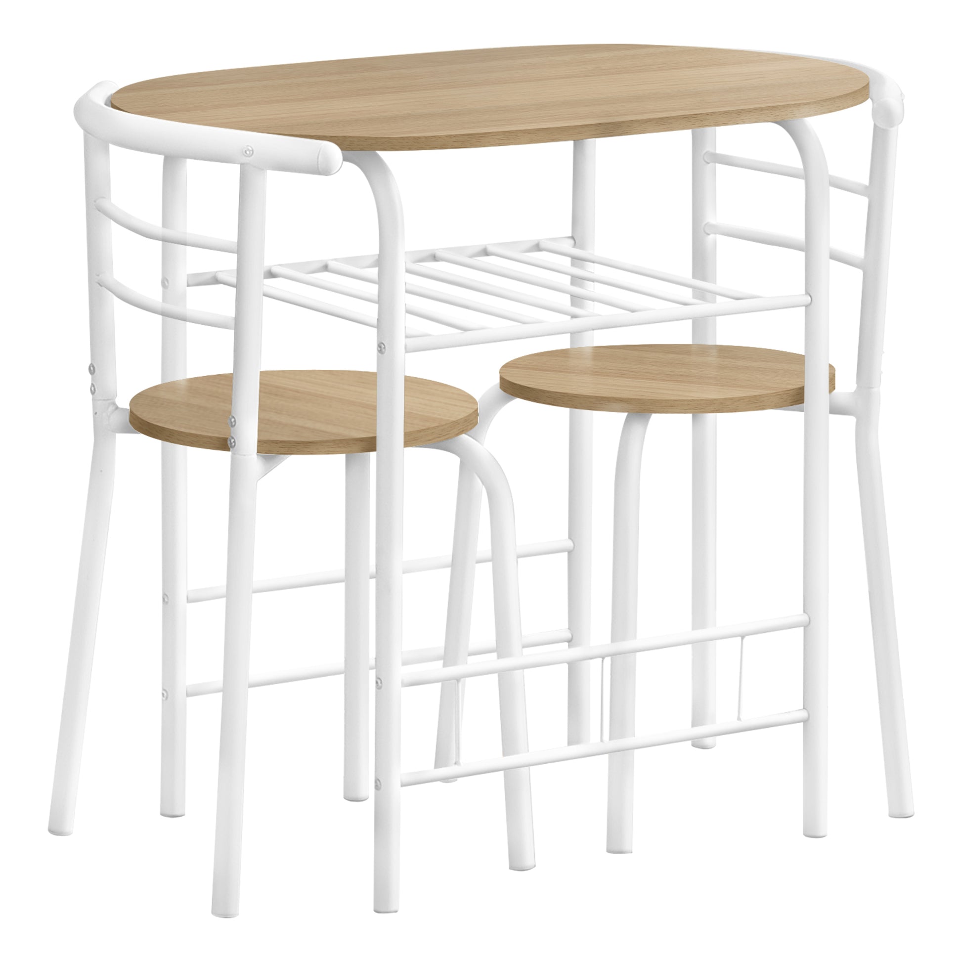 Dining Set - 3pcs Set / Dark Taupe Top / Black Metal-Dining Sets-DECOROLALA