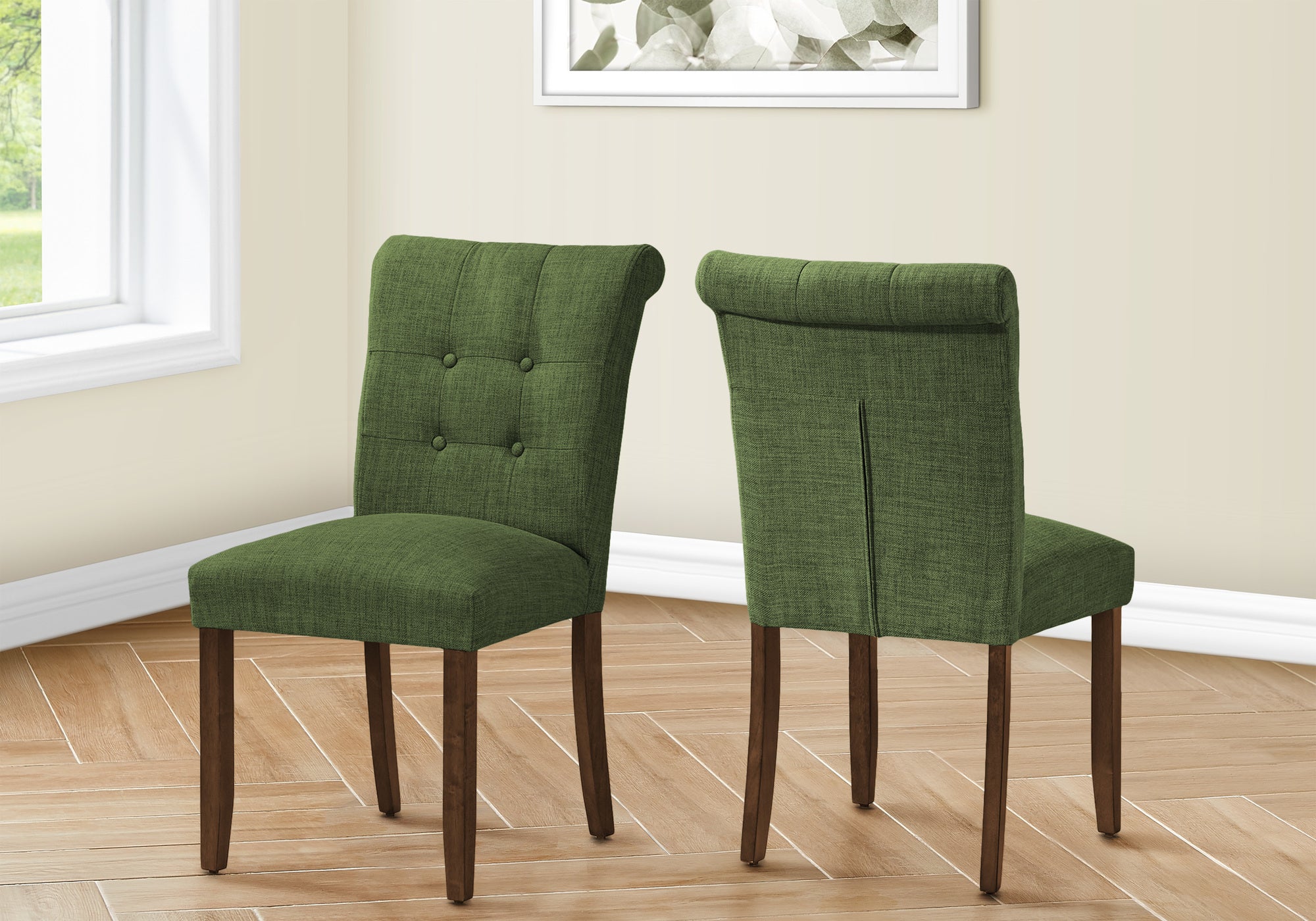 Dining Chair - 2pcs / 38"H Upholstered Grey Fabric-Dining Chair-DECOROLALA