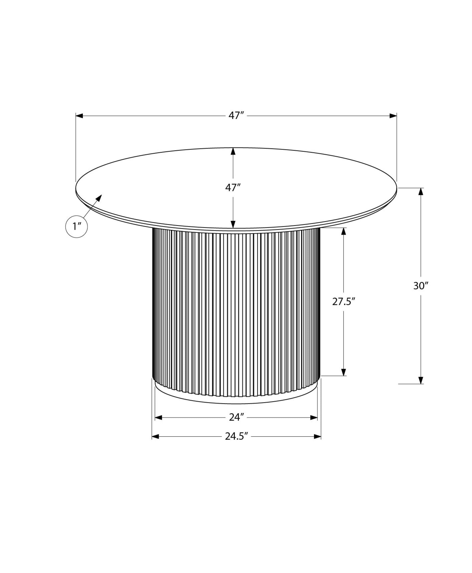 48" Round Dining Table - White Faux Marble and Black Base