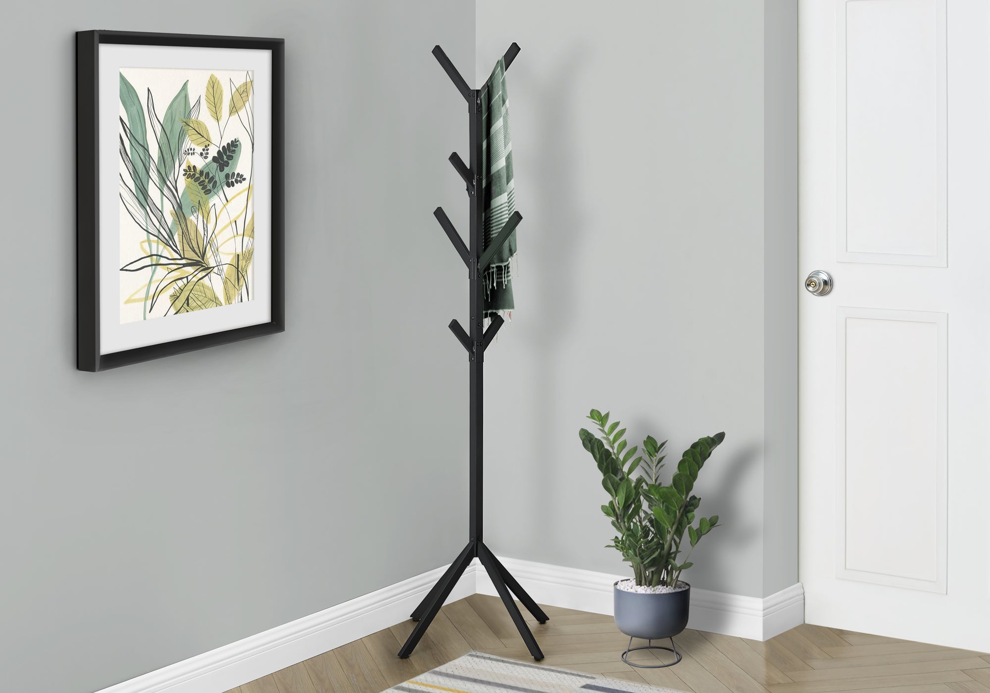 Coat Rack - 70"H / Black Metal-Coat Rack-DECOROLALA