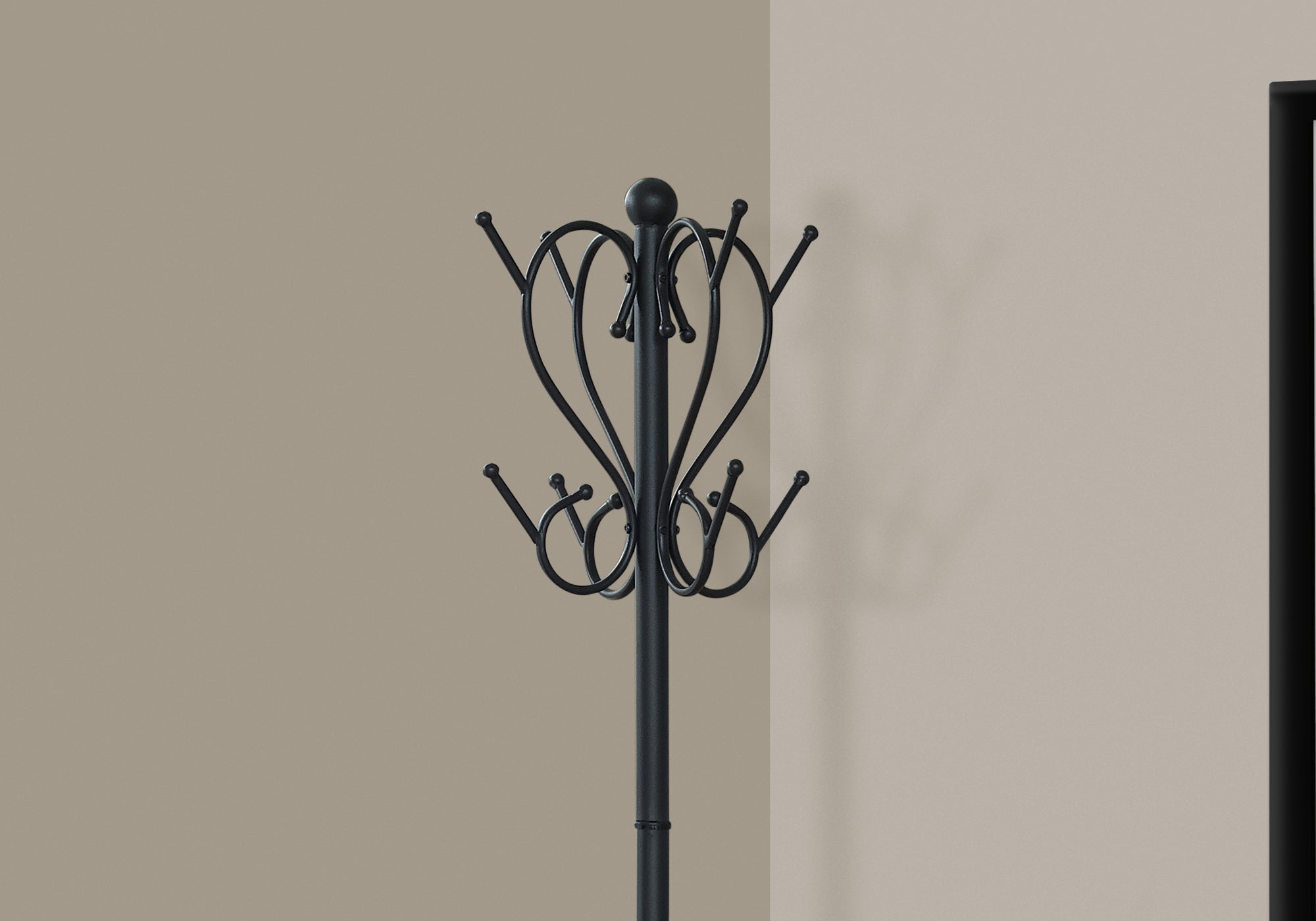 COAT RACK - 71"H / BLACK METAL WITH AN UMBRELLA HOLDER-Coat Rack-DECOROLALA