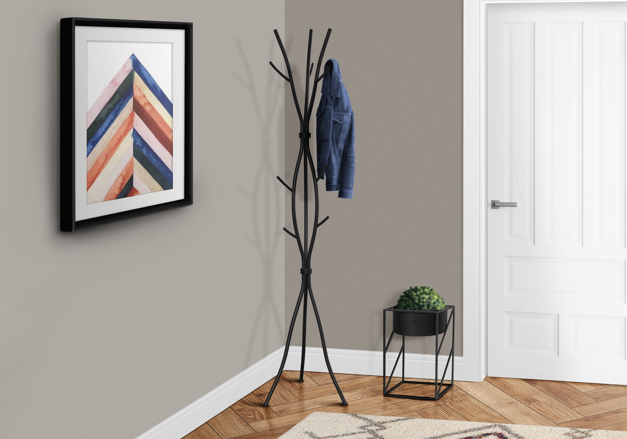 Coat Rack - 74"H / Hammered Silver Metal-Coat Rack-DECOROLALA