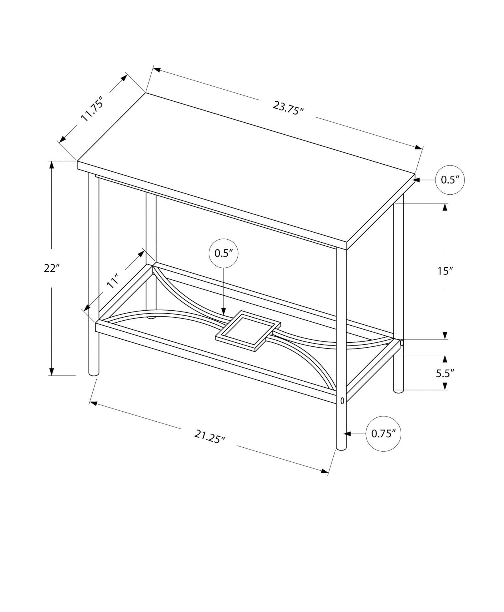Accent Table - 22"H / Black Marble / Black Metal-Accent Table-DECOROLALA