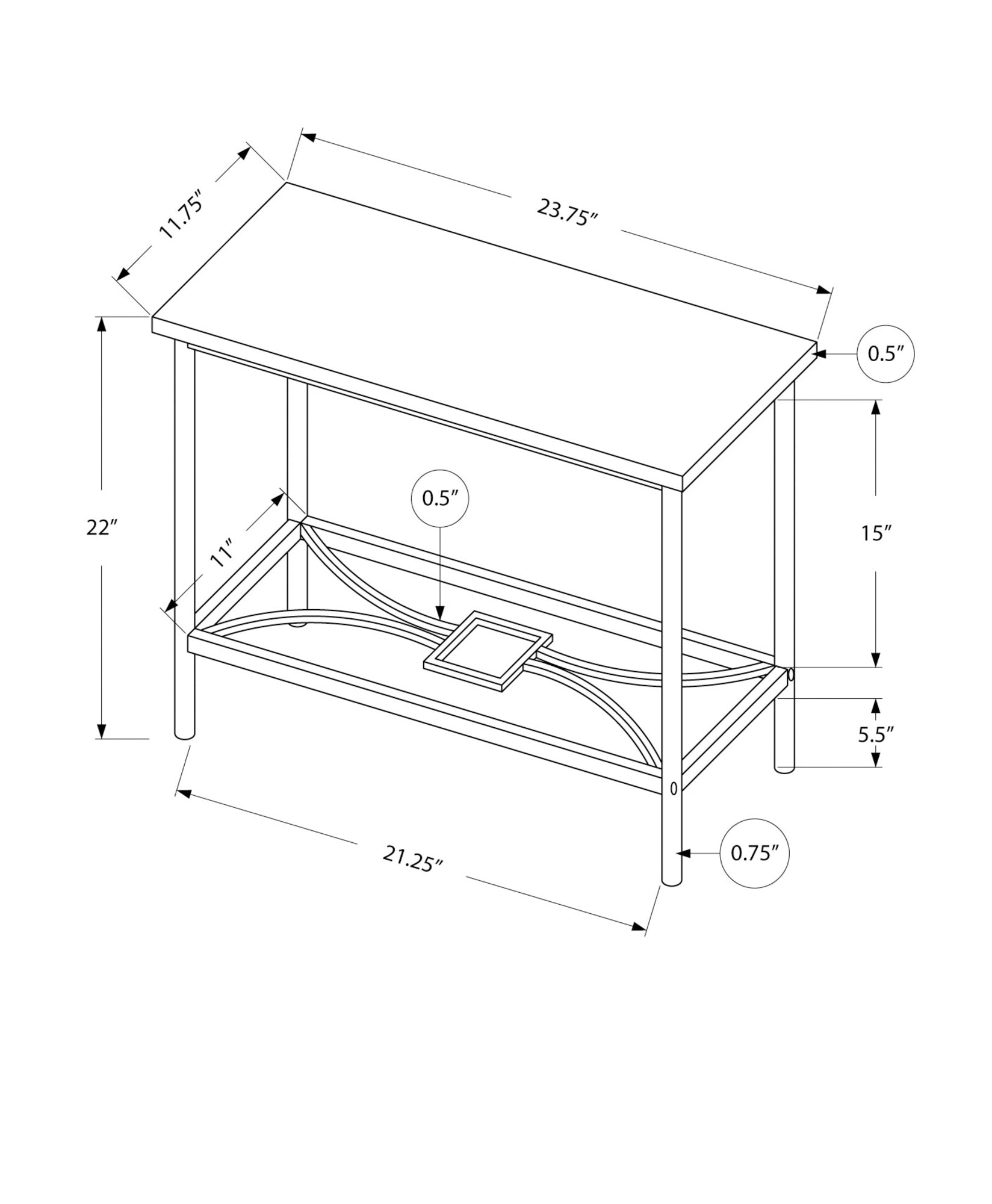 Accent Table - 22"H / Black Marble / Black Metal-Accent Table-DECOROLALA