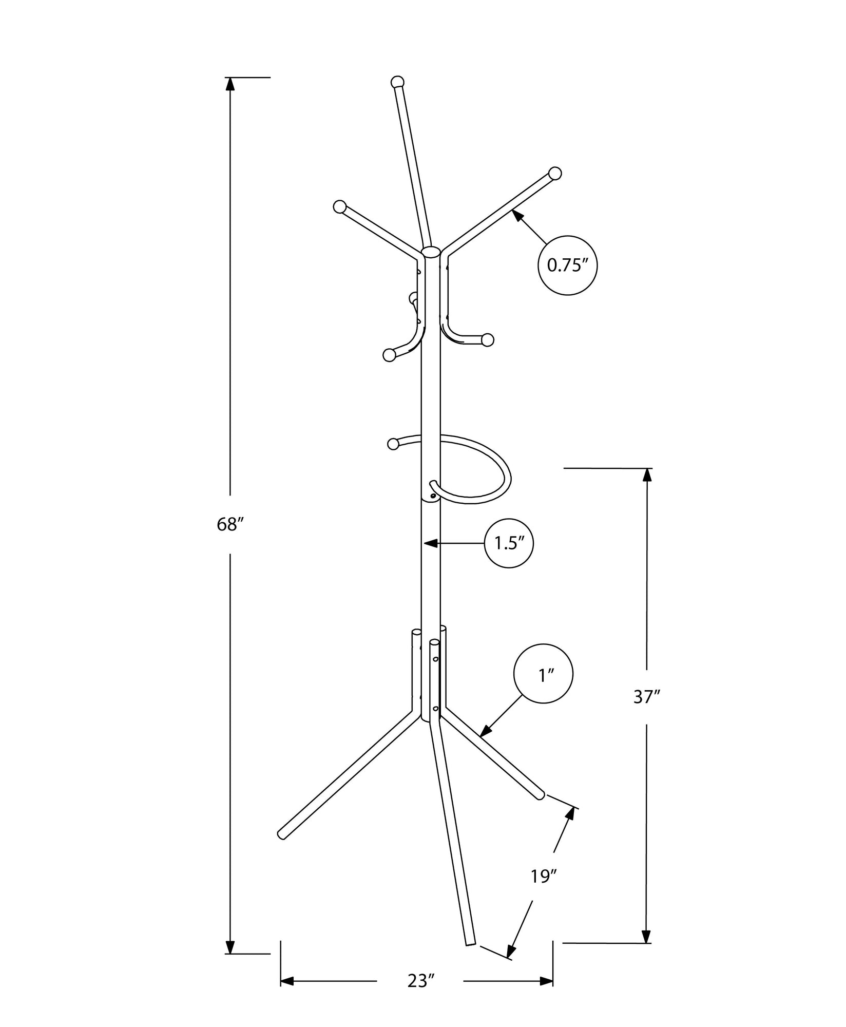 Coat Rack - 68"H / Silver Metal-Coat Rack-DECOROLALA