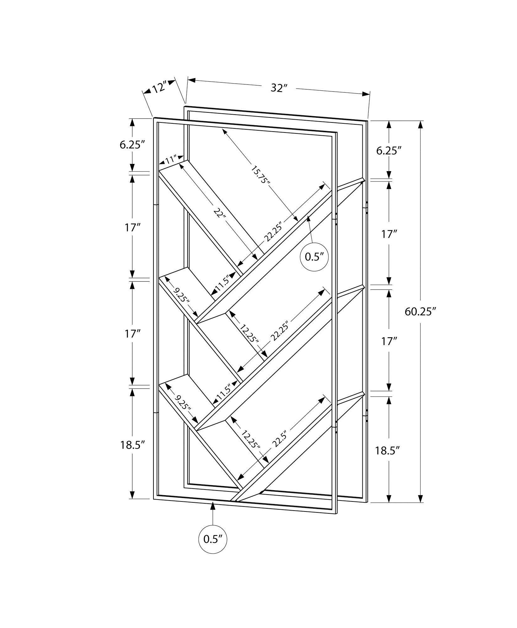Bookcase - 60"H / Grey / Black Metal-Bookshelf-DECOROLALA