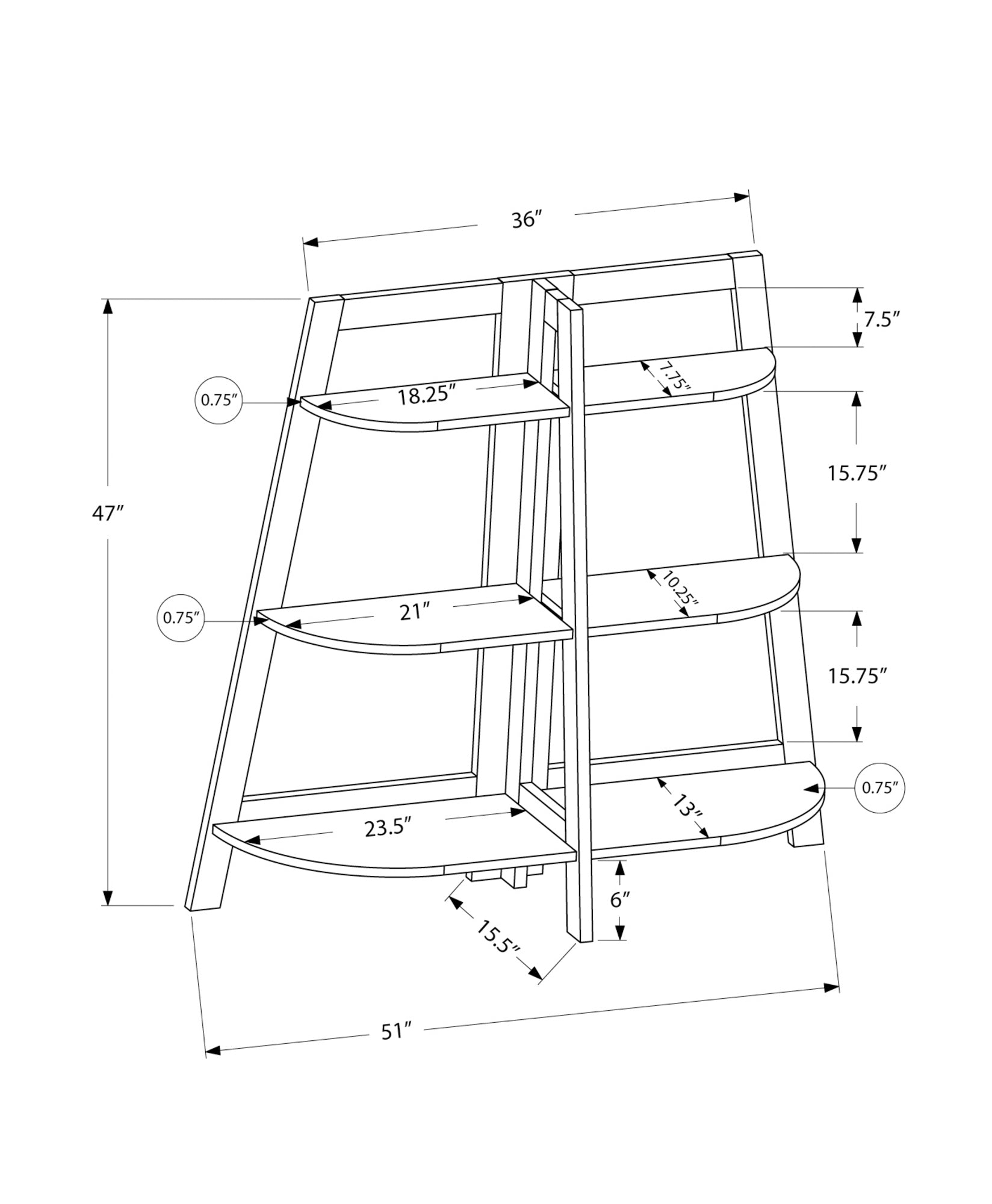 Bookcase - 48"H / Espresso Accent Etagere-Bookshelf-DECOROLALA