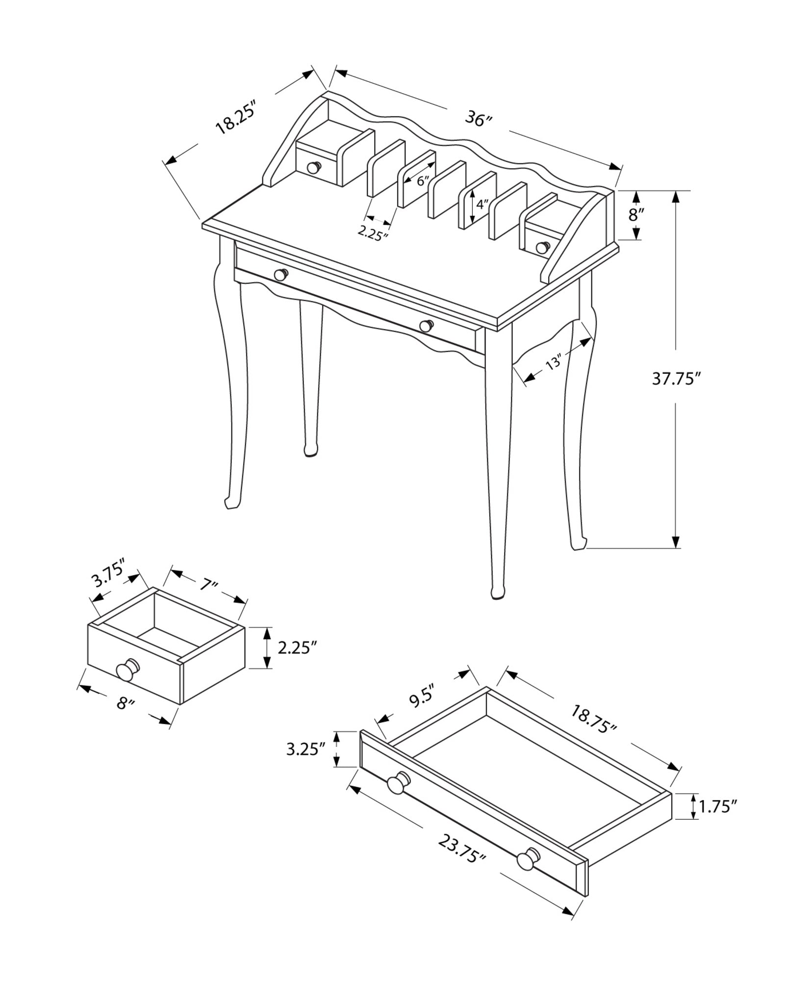 Computer Desk - 36"L / Dark Cherry Traditional-Accent Table-DECOROLALA