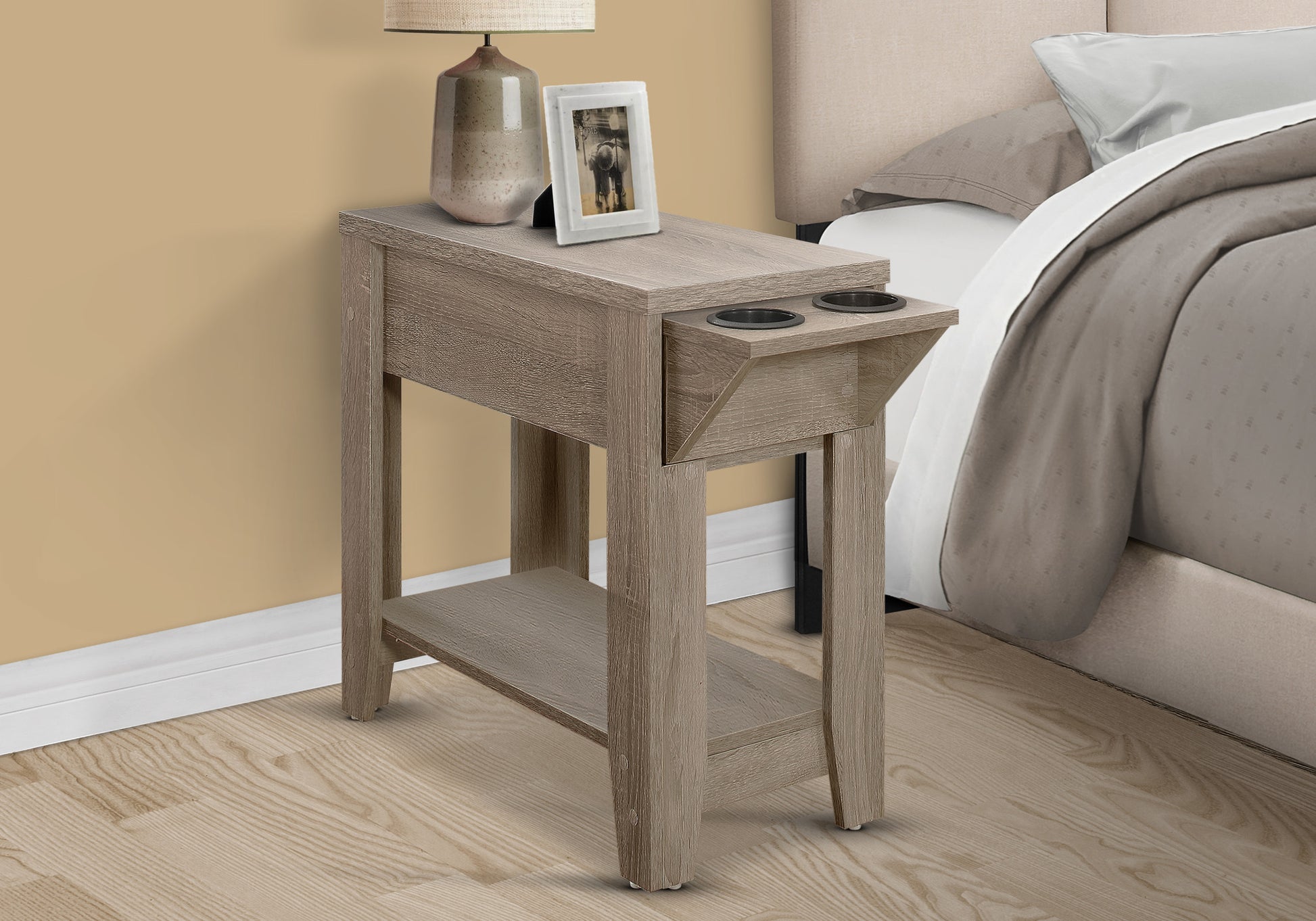 Accent Table - 23"H / Espresso With A Glass Holder-Accent Table-DECOROLALA