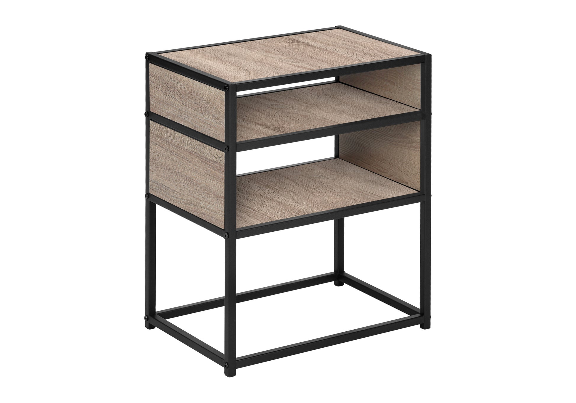 ACCENT TABLE - 22"H / DARK TAUPE / BLACK METAL-Accent Table-DECOROLALA