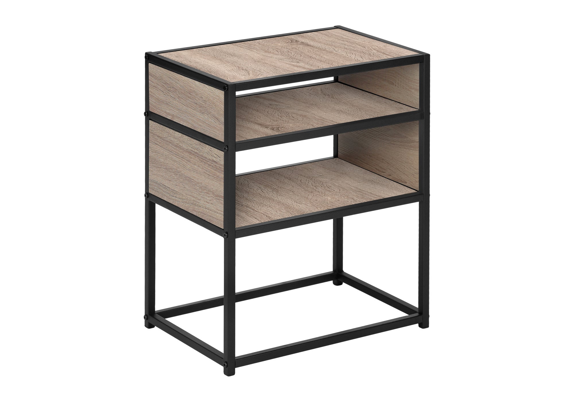 ACCENT TABLE - 22"H / DARK TAUPE / BLACK METAL-Accent Table-DECOROLALA