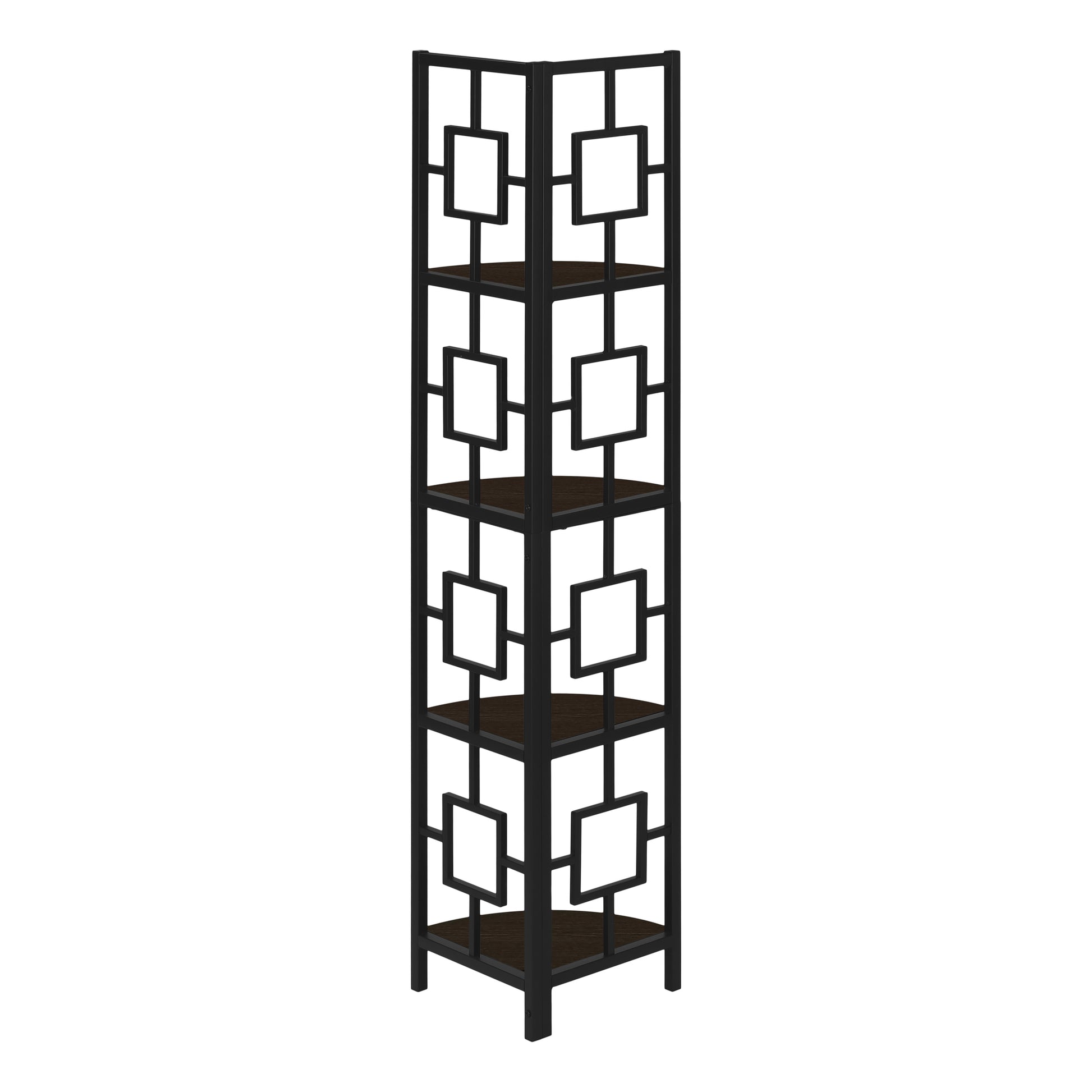 Bookcase - 62"H / Black / Black Metal Corner Etagere-Bookshelf-DECOROLALA