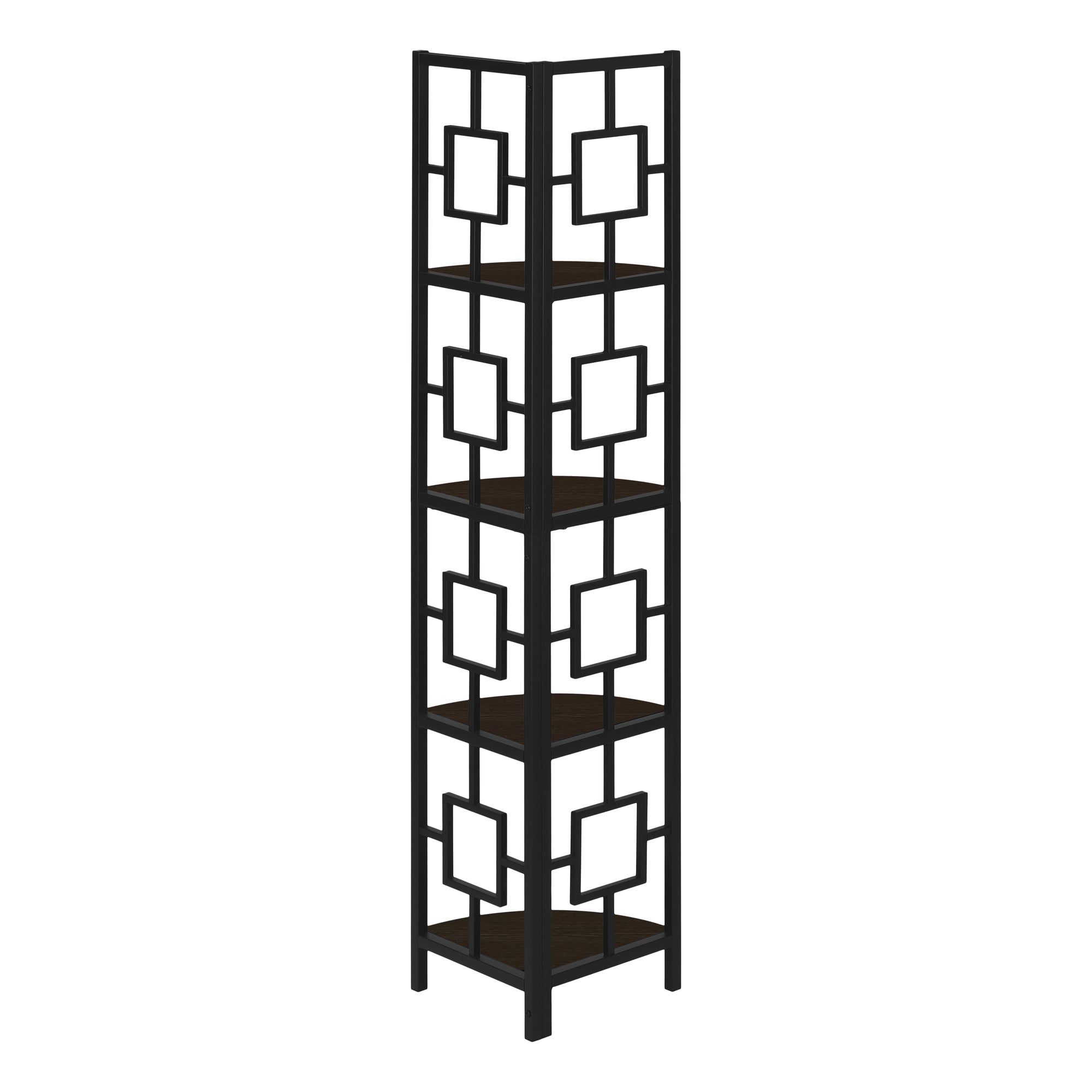 Bookcase - 62"H / Black / Black Metal Corner Etagere-Bookshelf-DECOROLALA