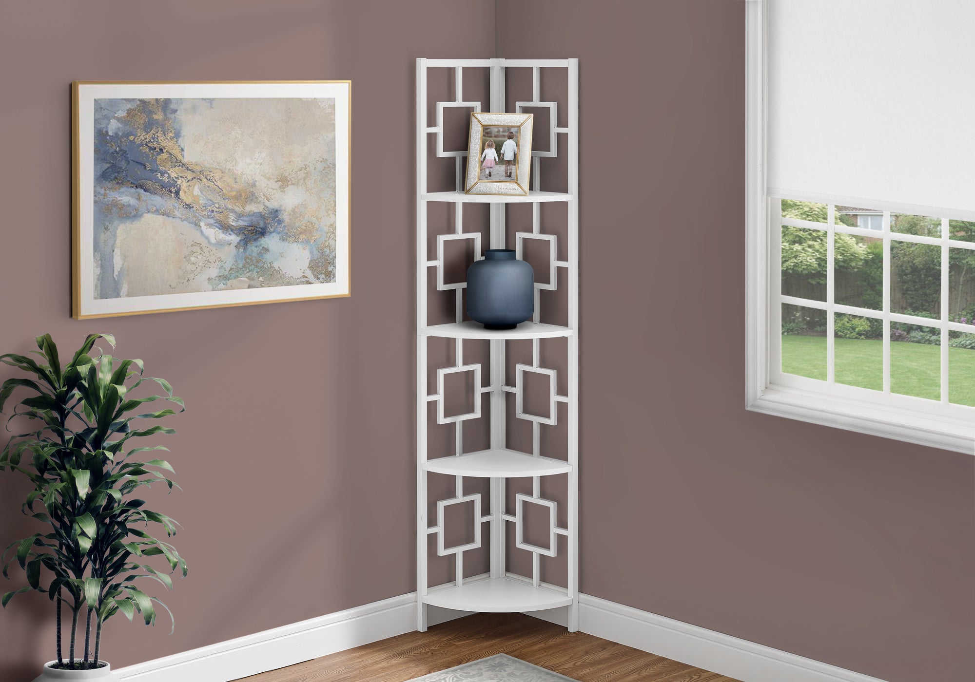 Bookcase - 62"H / Black / Black Metal Corner Etagere-Bookshelf-DECOROLALA