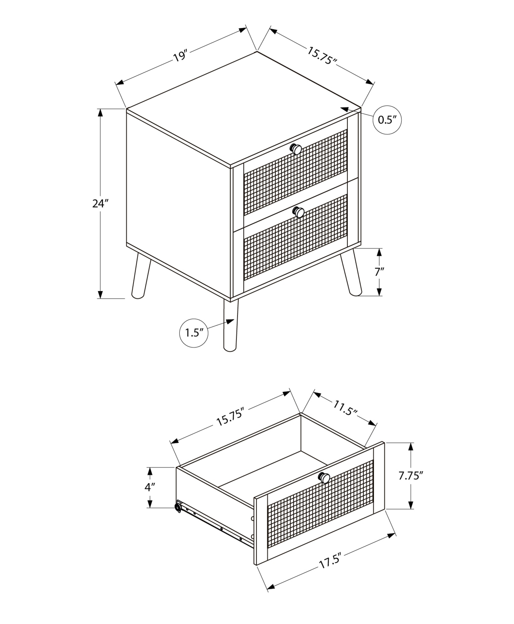 Accent Table - 24"H / Walnut End Table With 2 Drawers-Accent Table-DECOROLALA