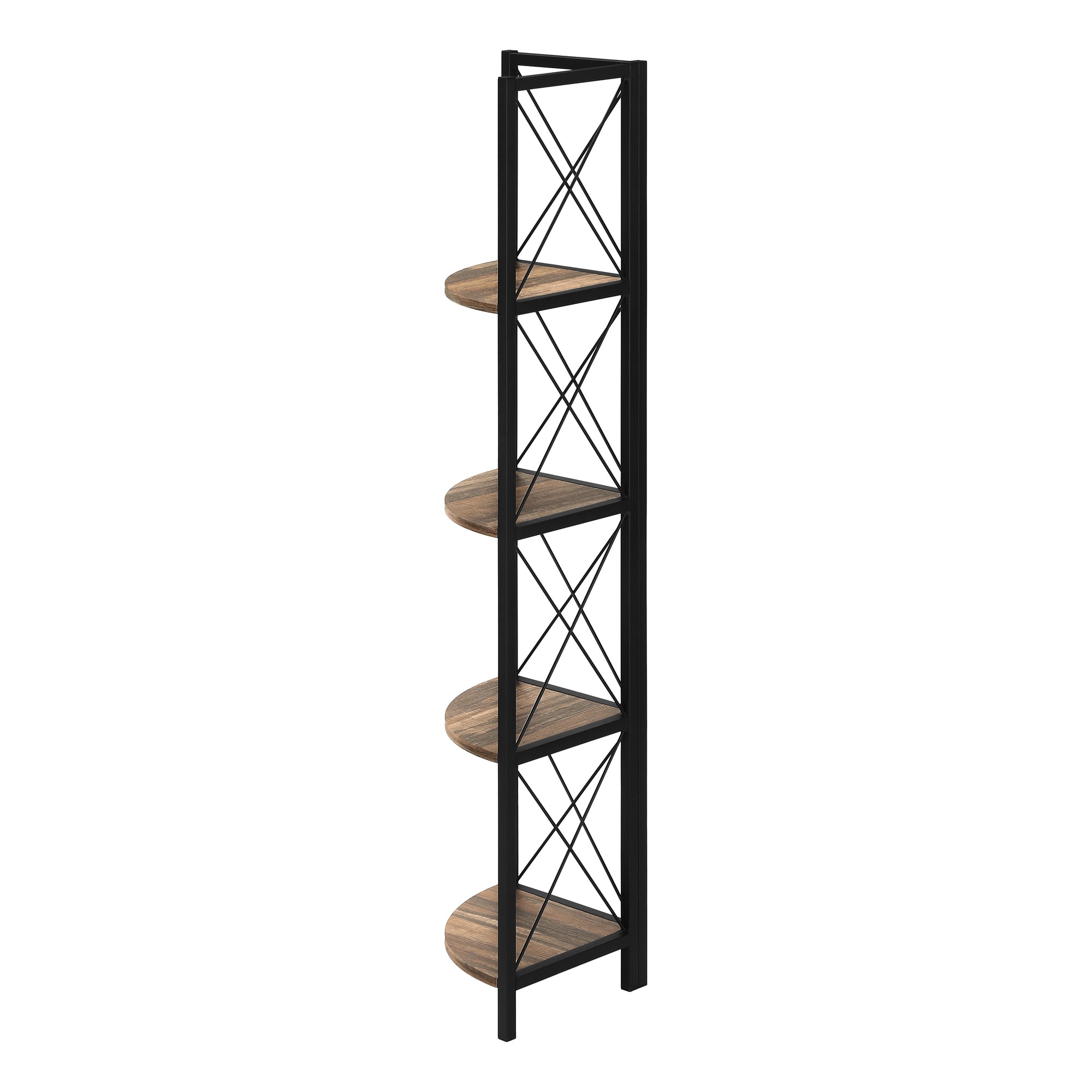 Bookcase - 60"H / Espresso / Black Metal Corner Etagere-Bookshelf-DECOROLALA