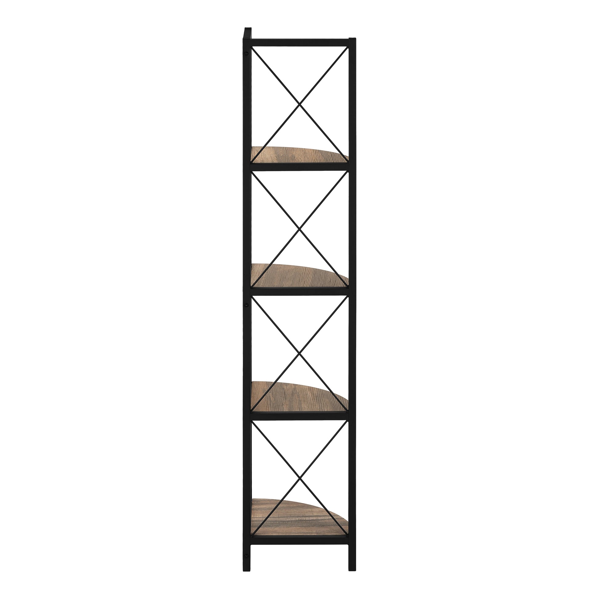 Bookcase - 60"H / Espresso / Black Metal Corner Etagere-Bookshelf-DECOROLALA