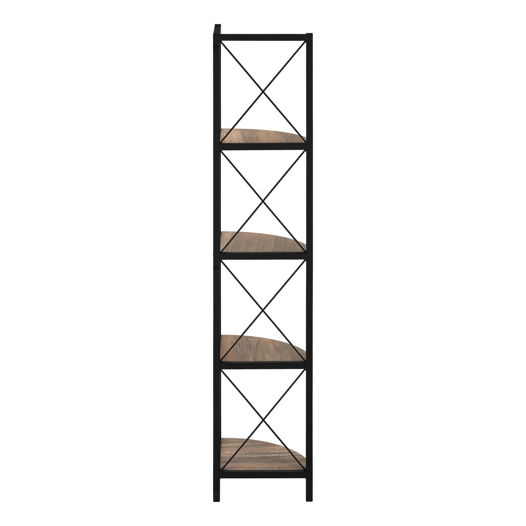 Bookcase - 60"H / Espresso / Black Metal Corner Etagere-Bookshelf-DECOROLALA