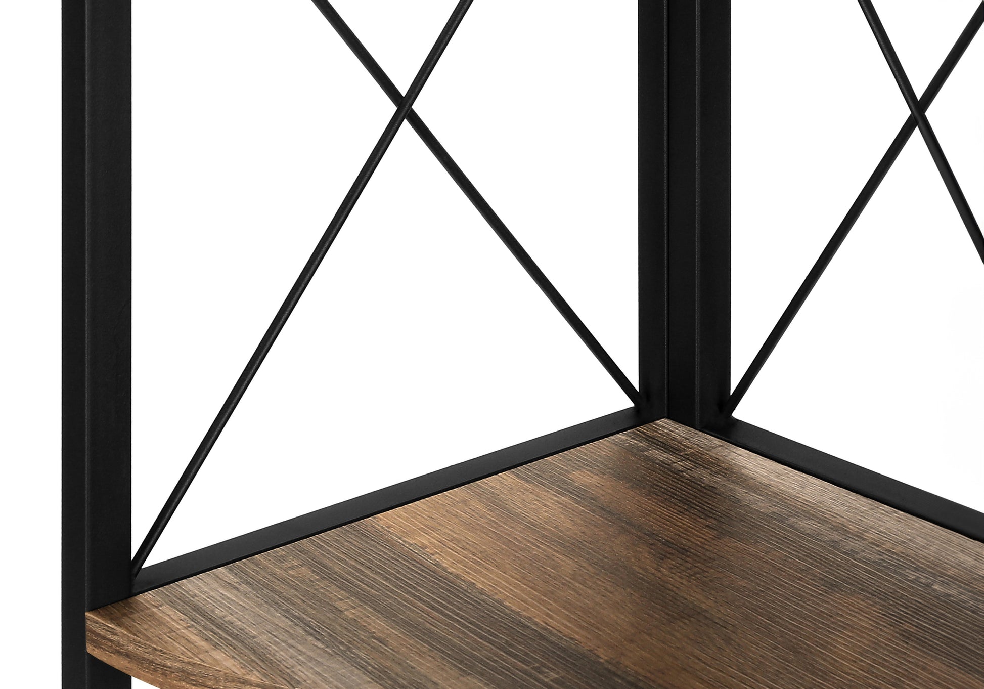 Bookcase - 60"H / Espresso / Black Metal Corner Etagere-Bookshelf-DECOROLALA