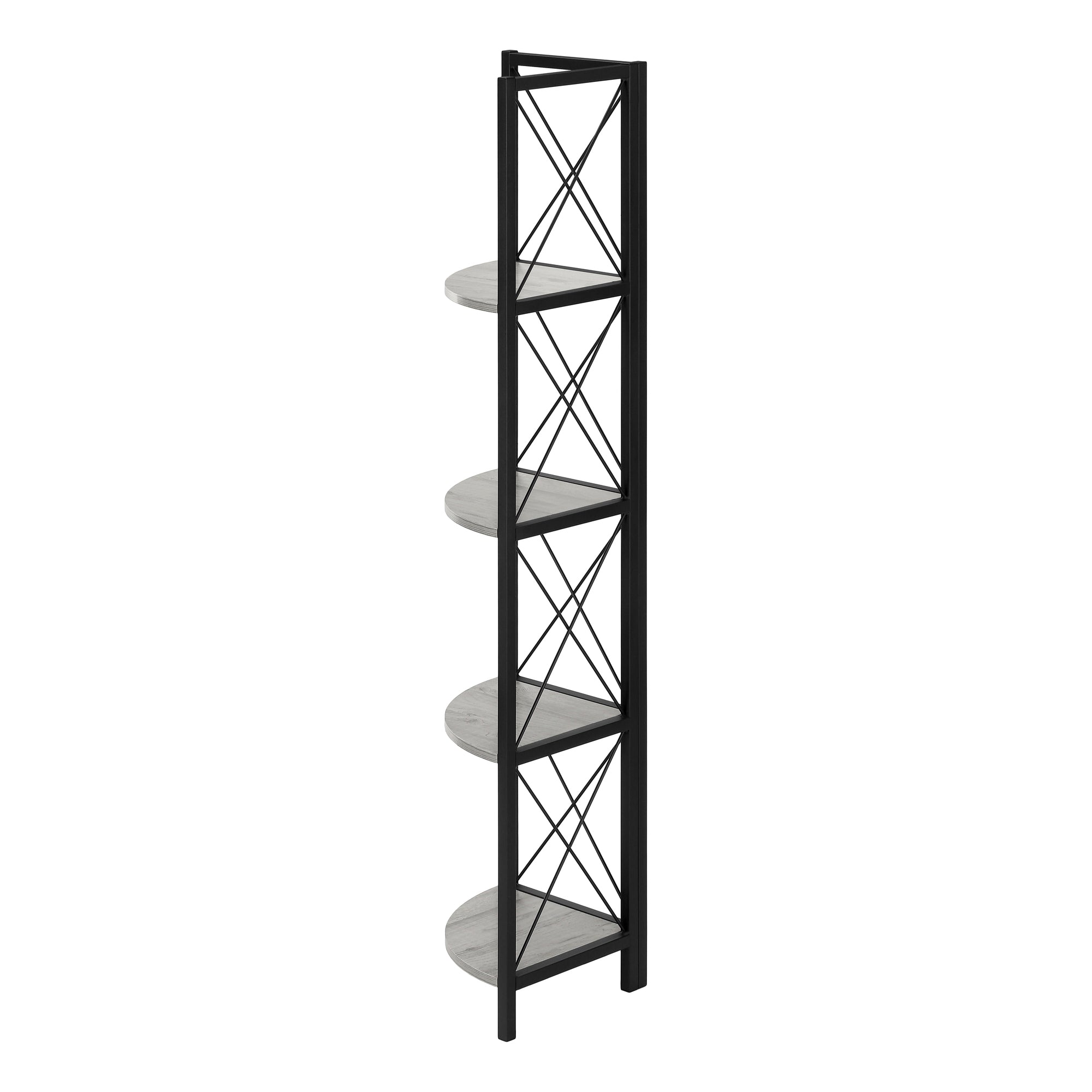 Bookcase - 60"H / Espresso / Black Metal Corner Etagere-Bookshelf-DECOROLALA
