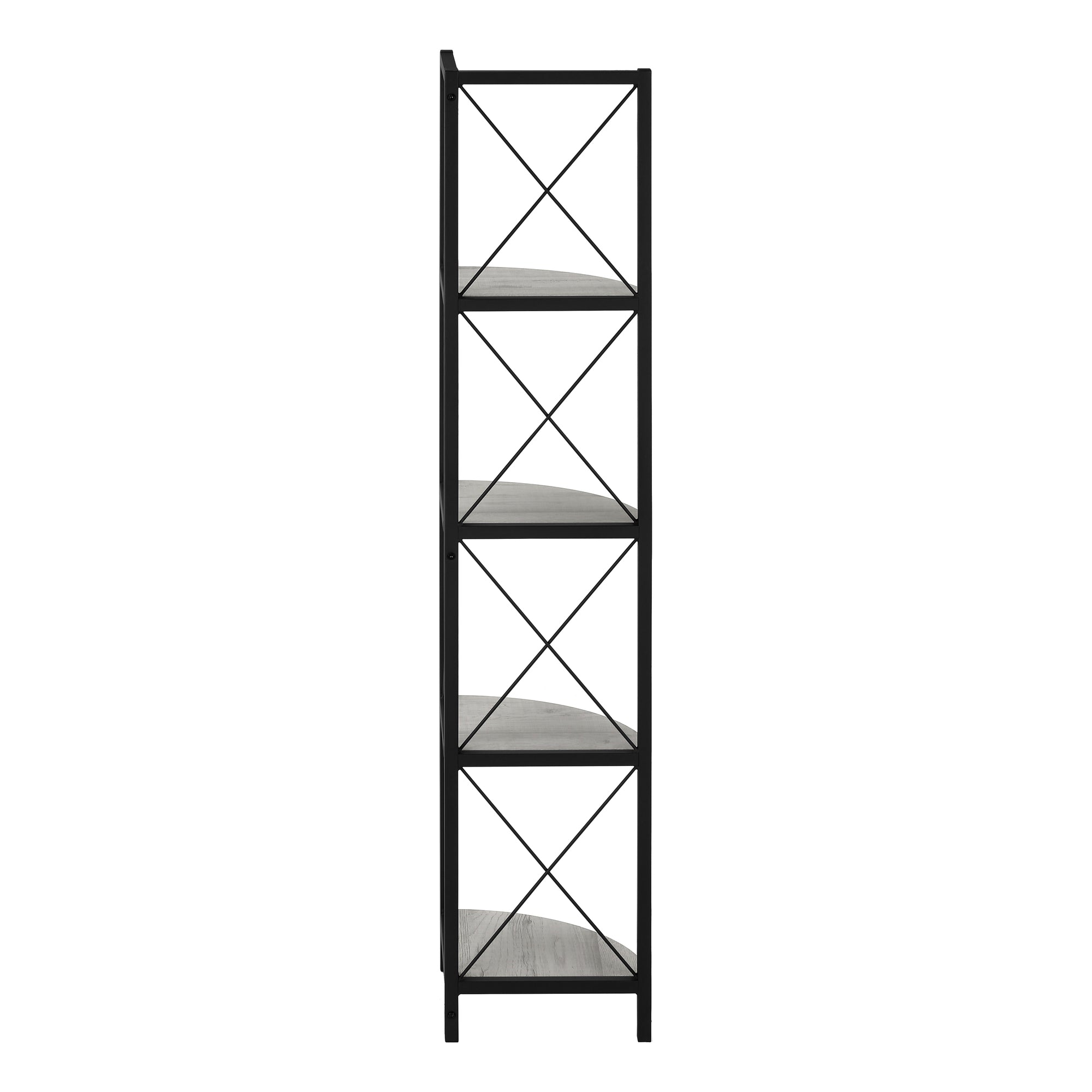 Bookcase - 60"H / Espresso / Black Metal Corner Etagere-Bookshelf-DECOROLALA
