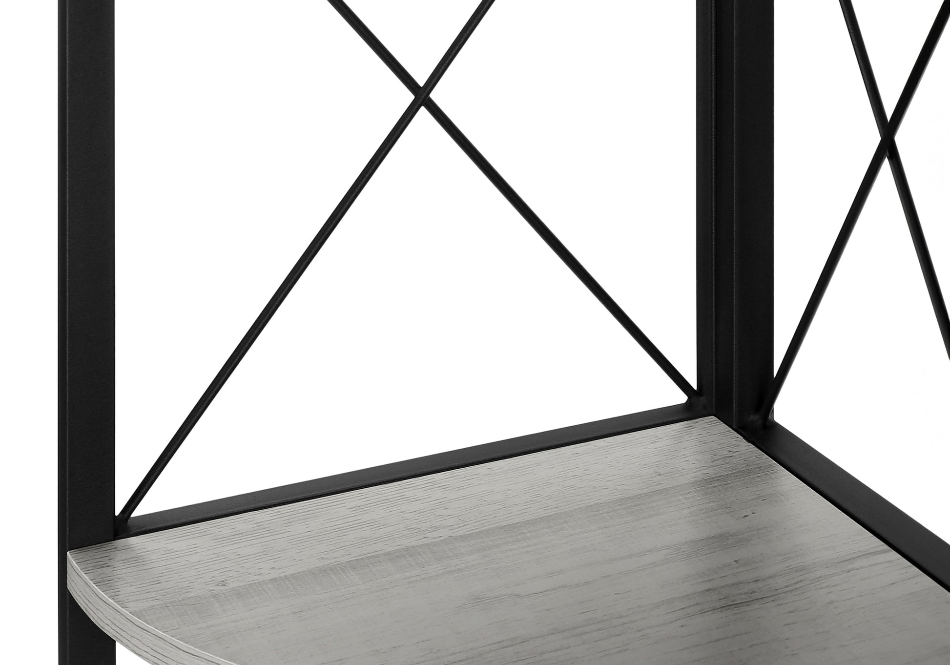 Bookcase - 60"H / Espresso / Black Metal Corner Etagere-Bookshelf-DECOROLALA