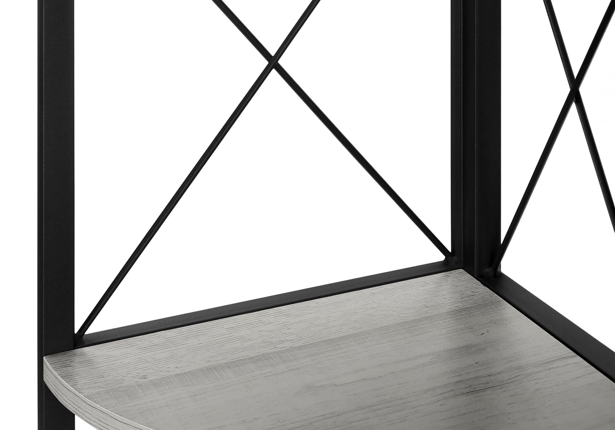 Bookcase - 60"H / Espresso / Black Metal Corner Etagere-Bookshelf-DECOROLALA