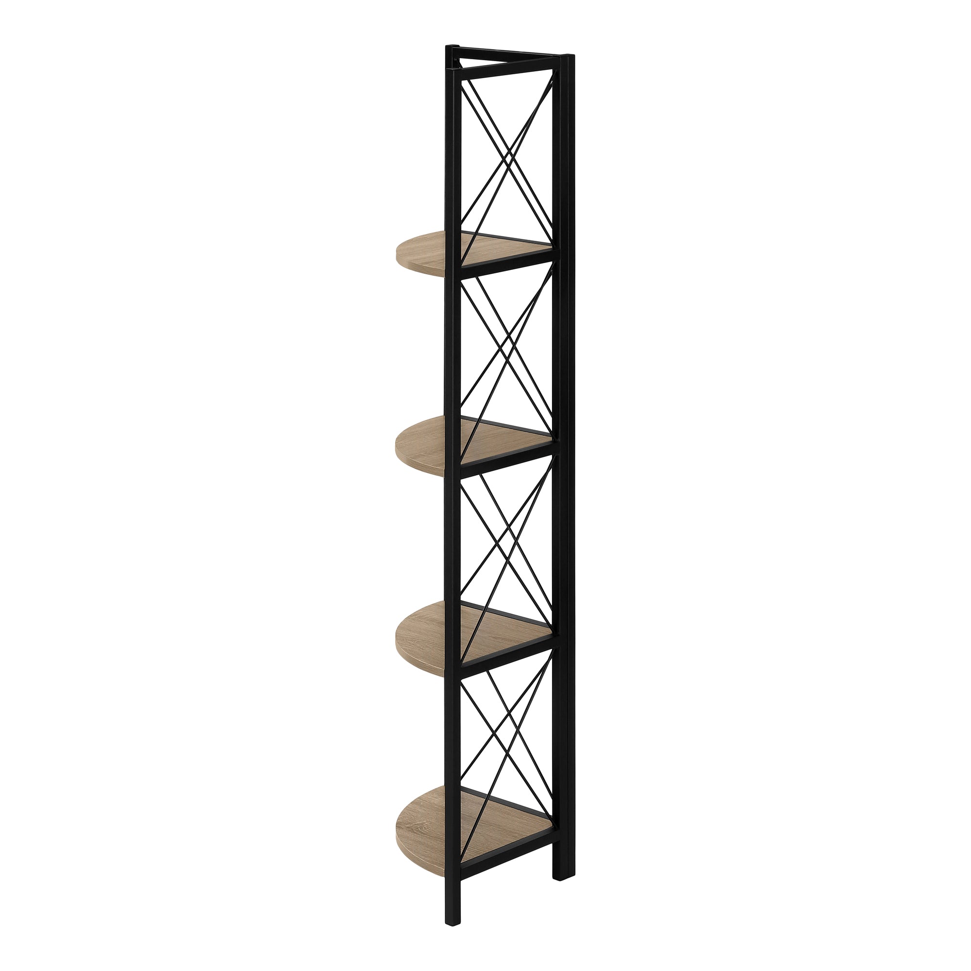 Bookcase - 60"H / Espresso / Black Metal Corner Etagere-Bookshelf-DECOROLALA