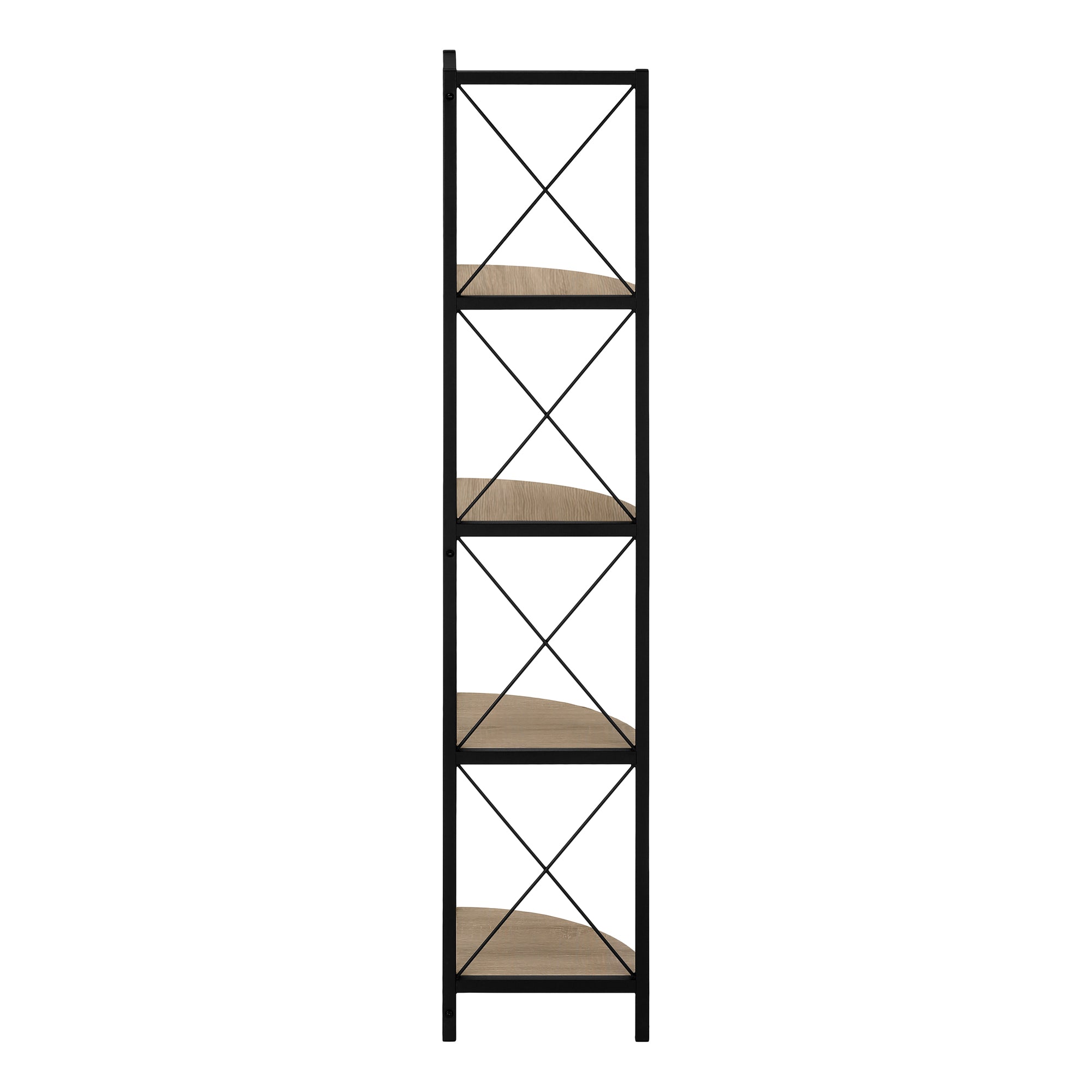 Bookcase - 60"H / Espresso / Black Metal Corner Etagere-Bookshelf-DECOROLALA